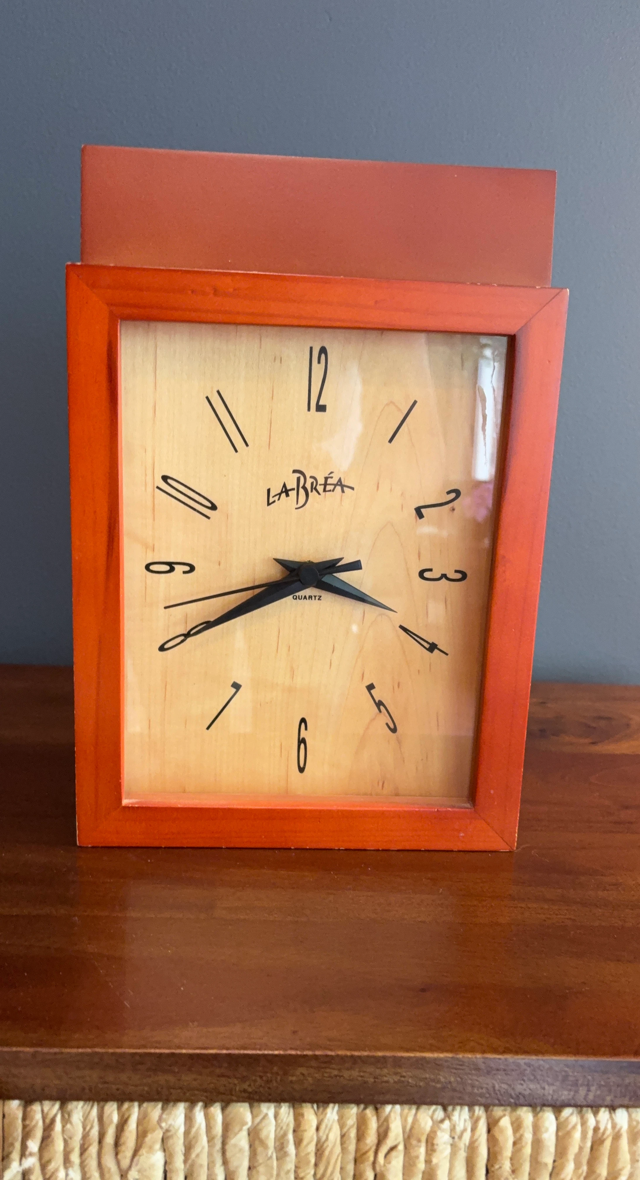 La Brea Wood Wall Clock and Key Holder