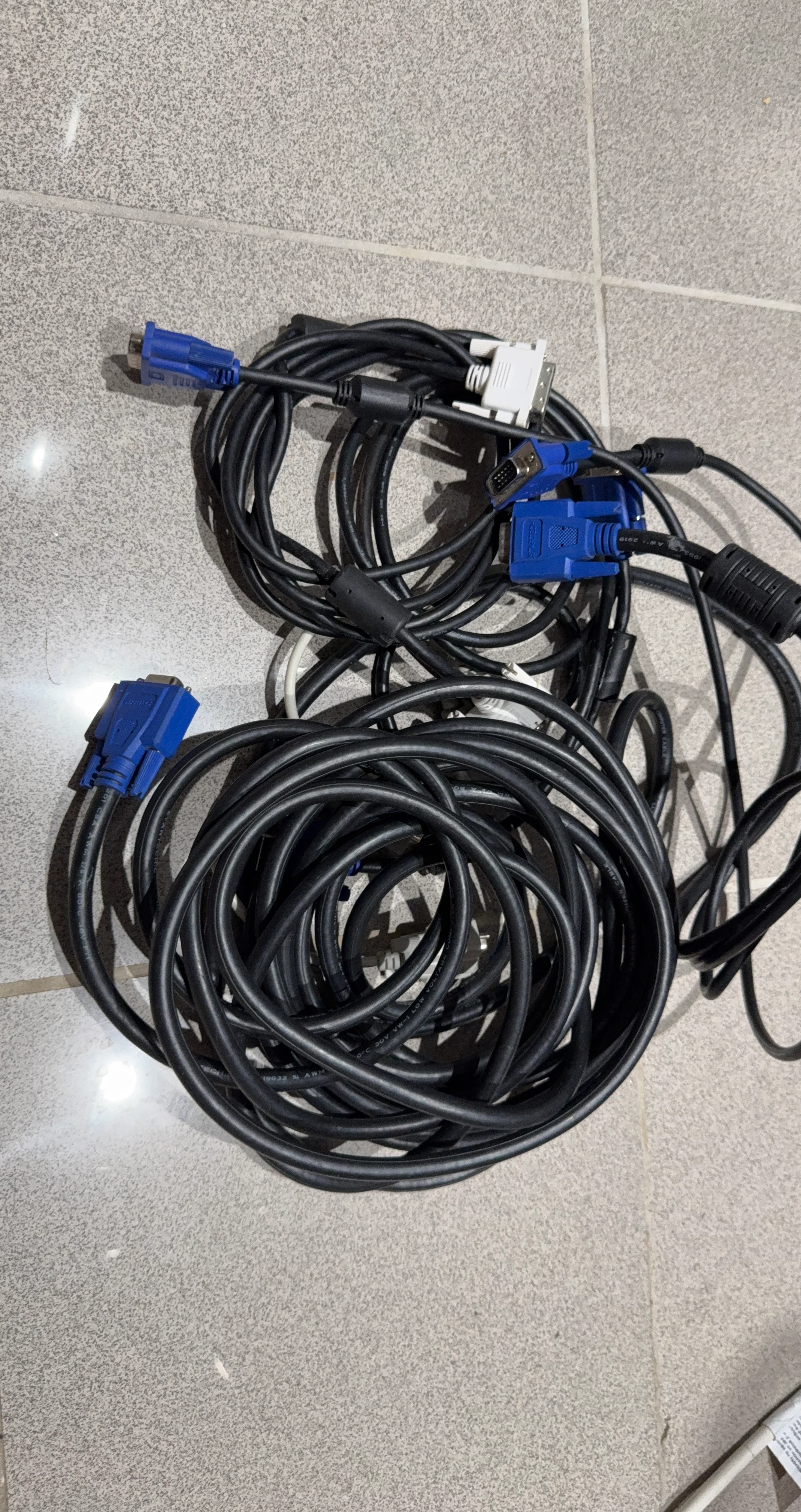 Assorted VGA and DVI Cables