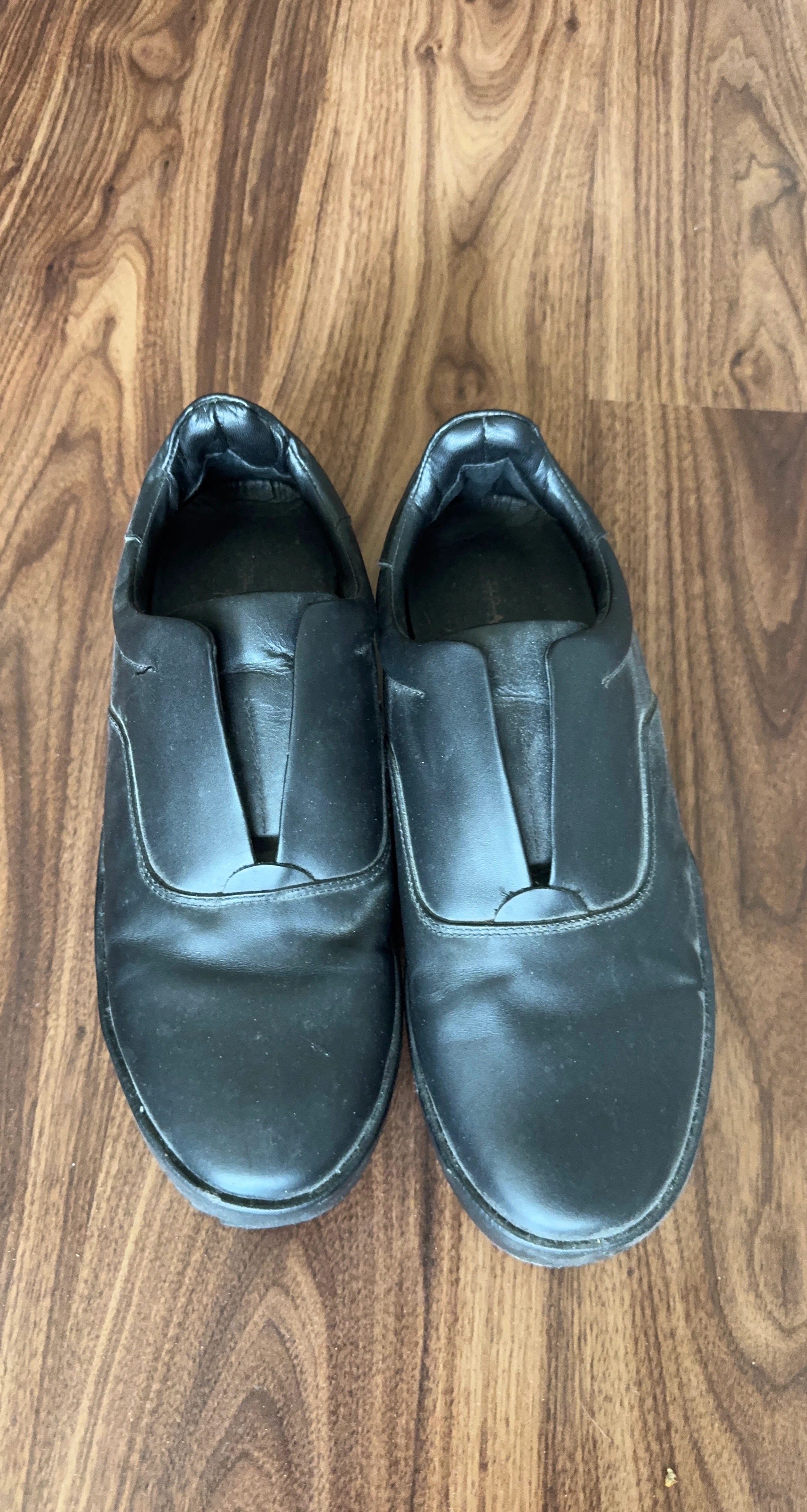 Black Leather Slip-On Shoes