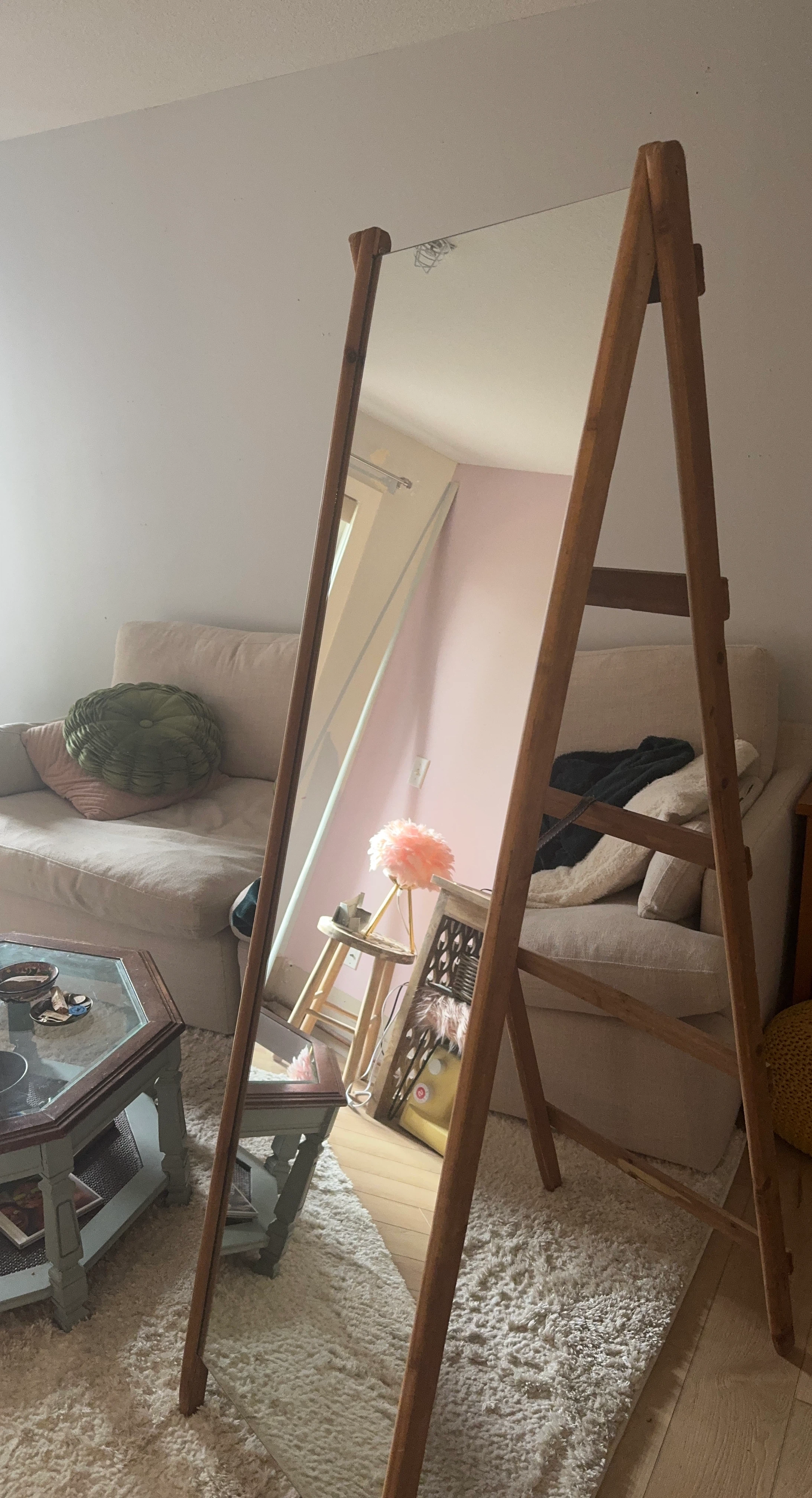 Wooden A-Frame Floor Mirror