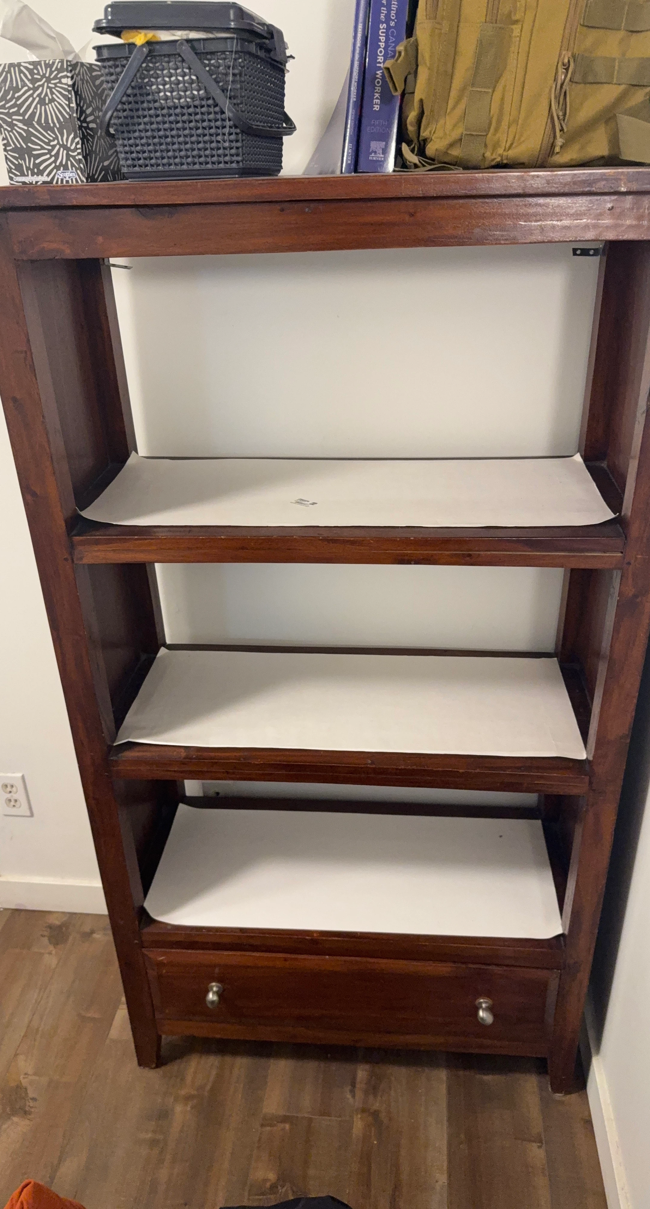 Dark Wood Bookcase with Drawer