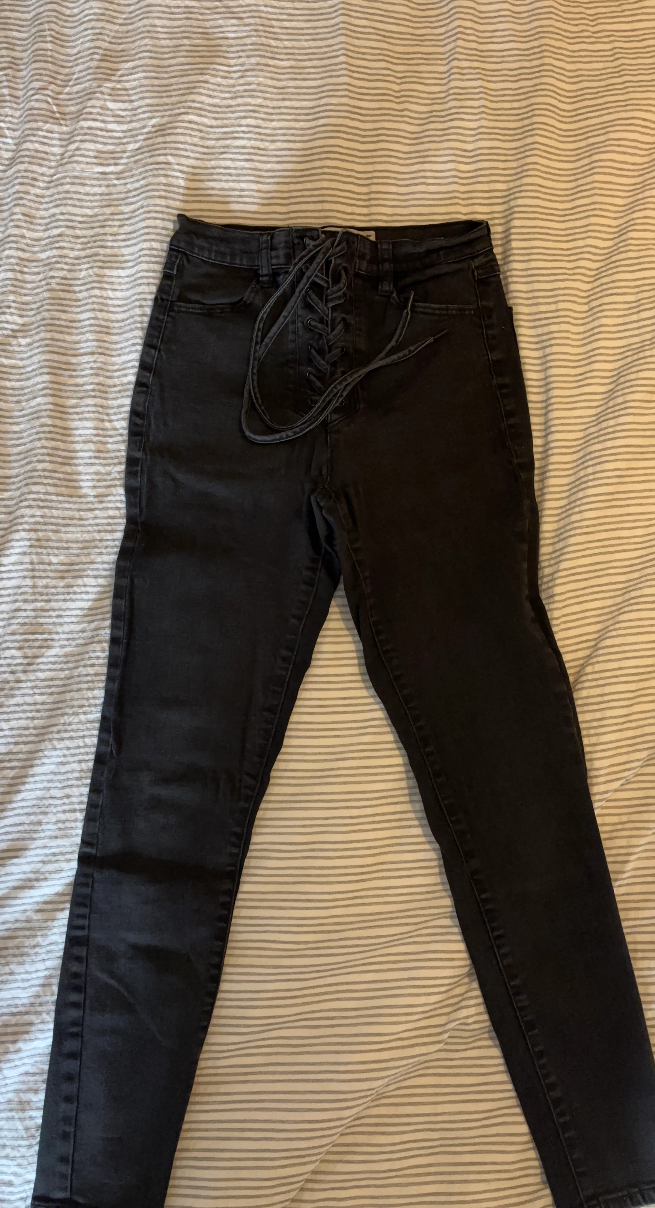 Garage Black Lace-Up Jeans