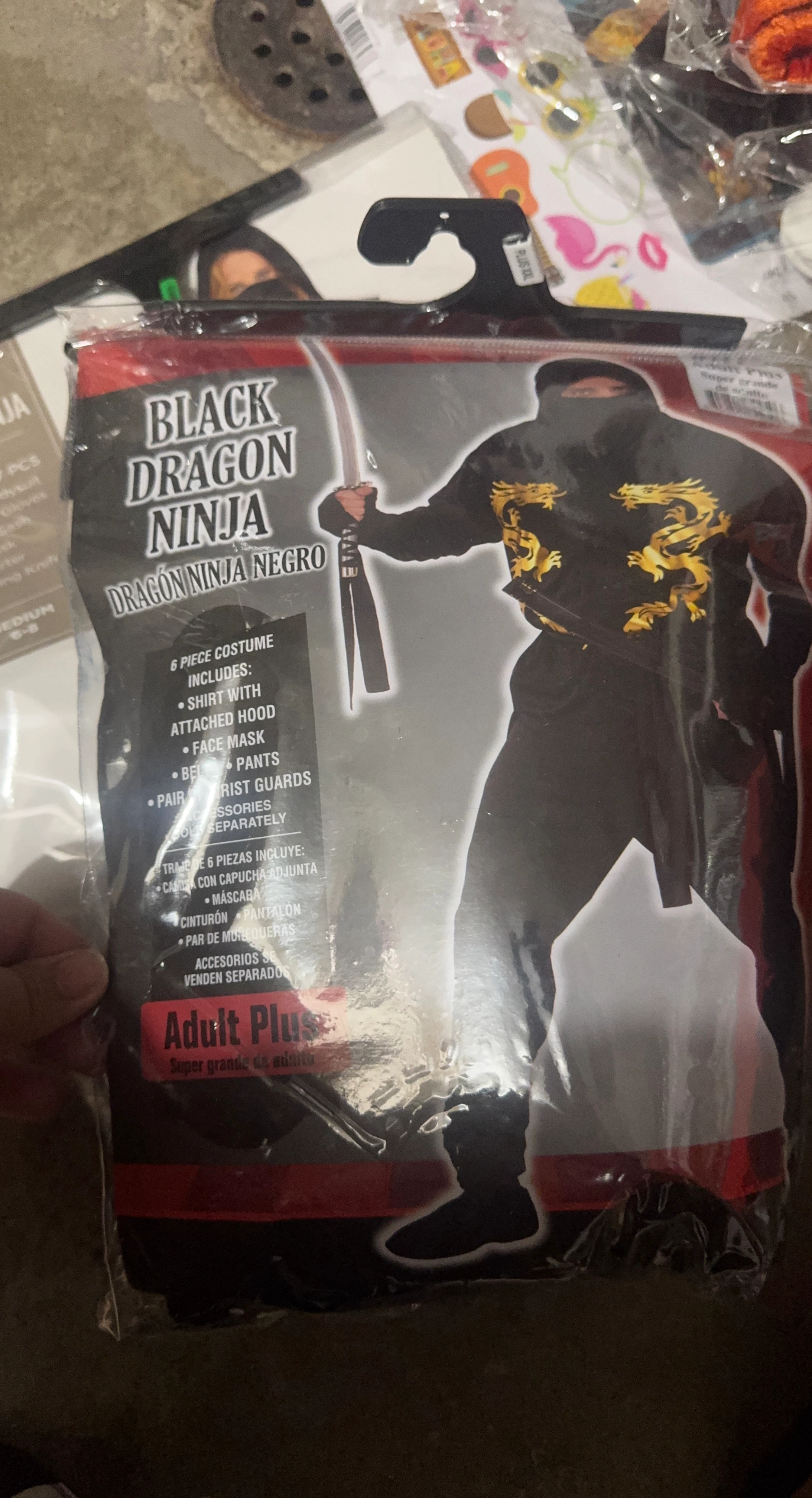 Black Dragon Ninja Costume - Adult Plus