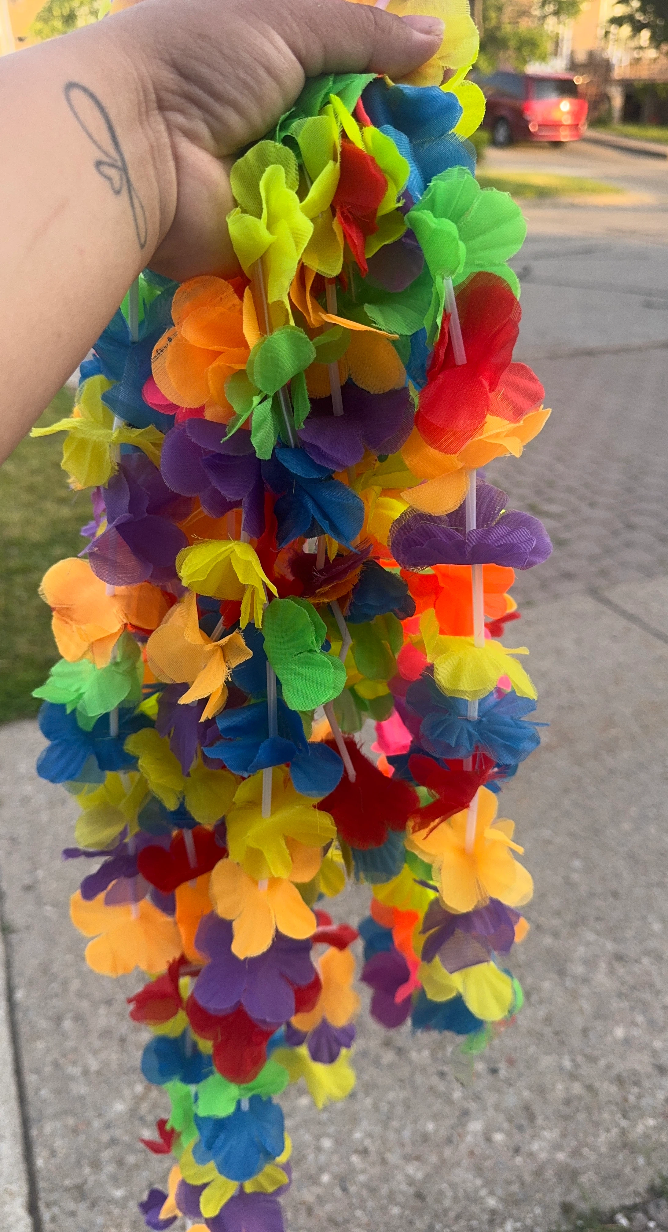 Rainbow Flower Lei Necklace