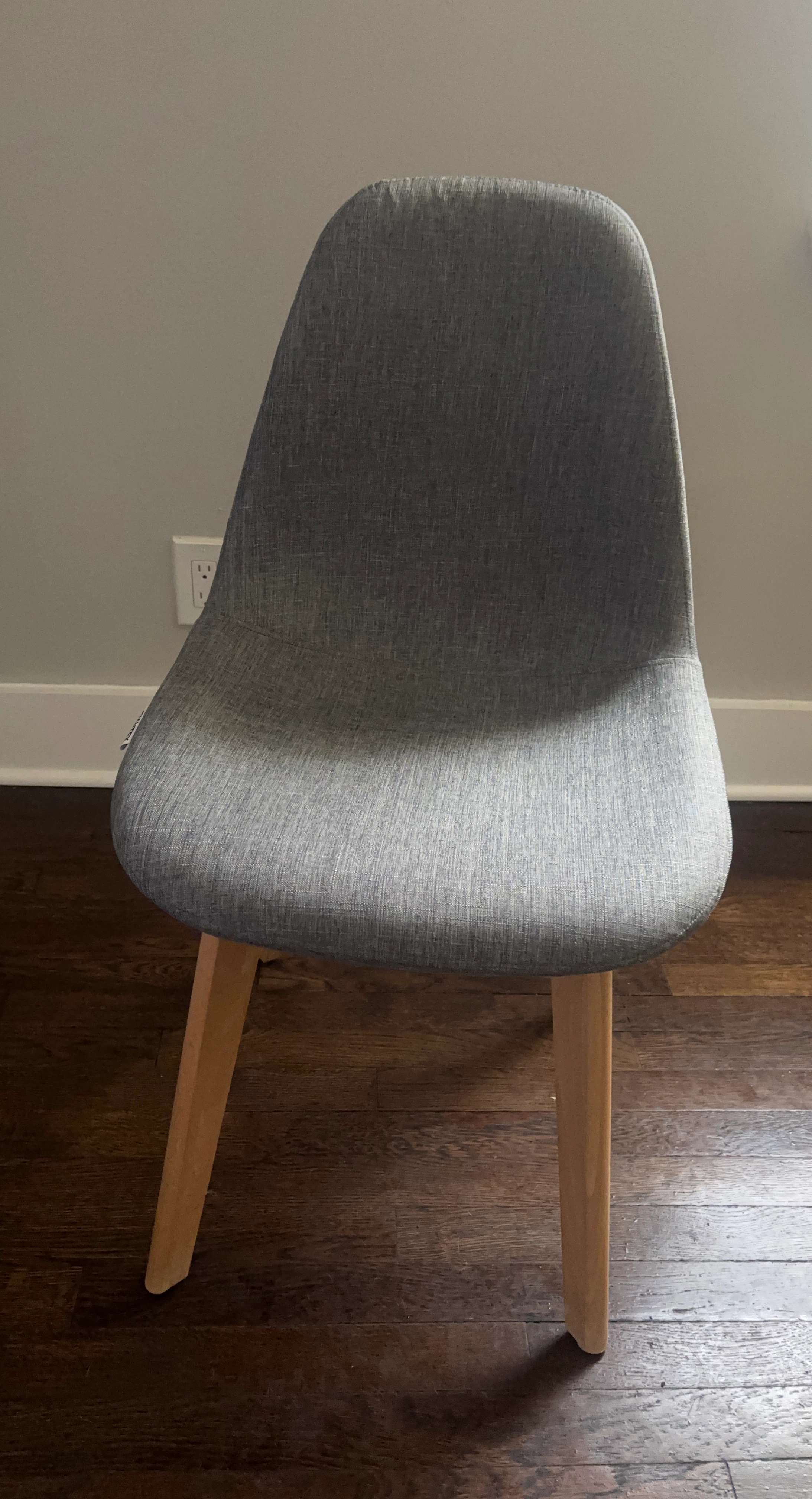 GIANTEX Grey Fabric Chair with Wooden Legs