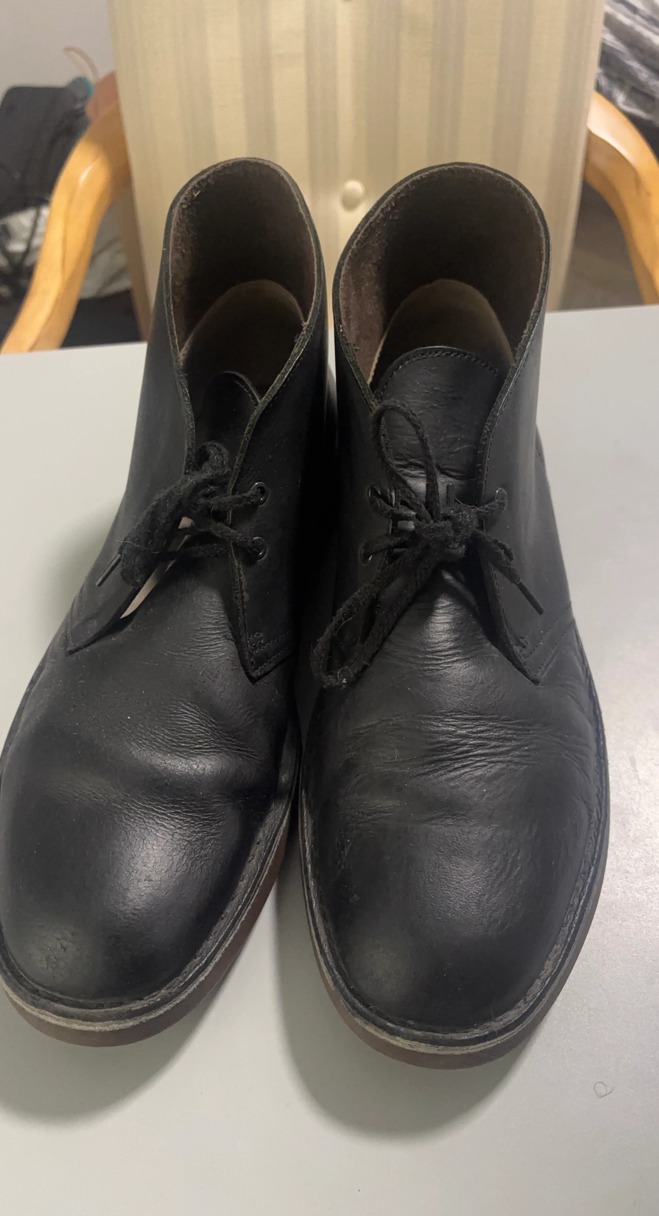 Clarks Black Leather Desert Boots