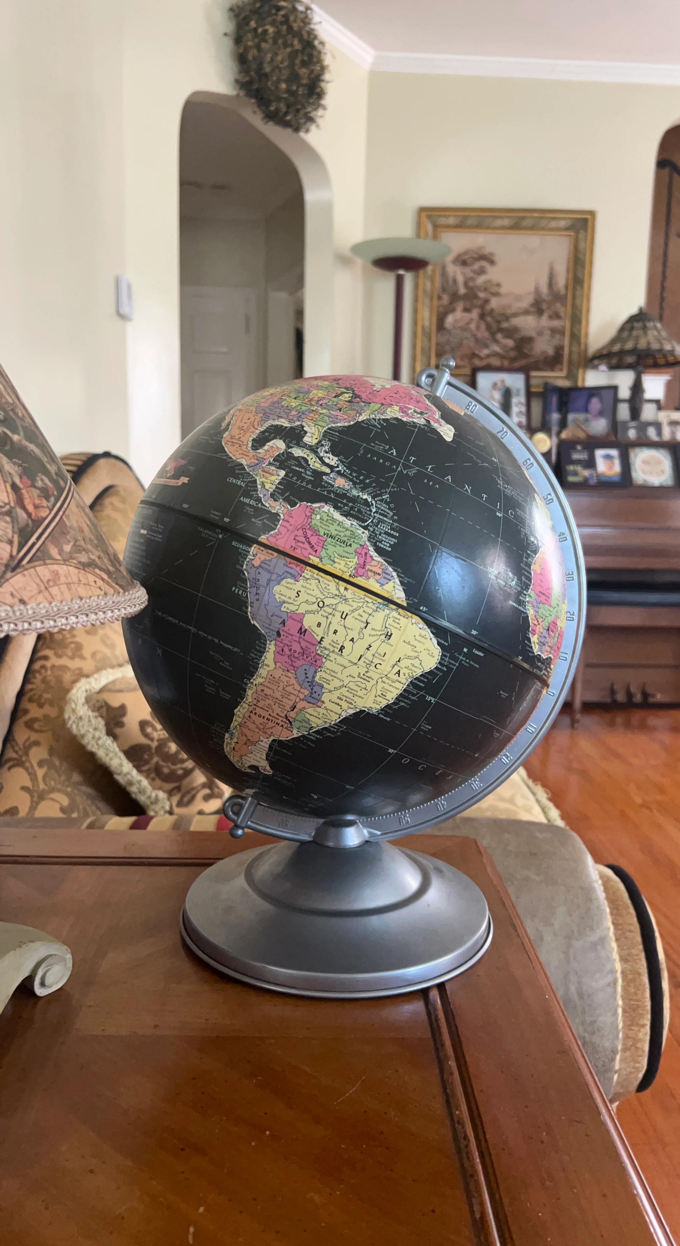 Black Globe with Metal Stand