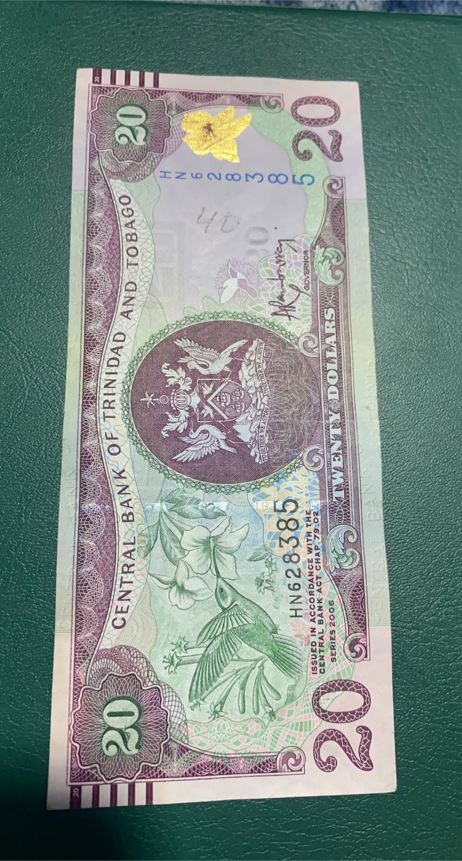 Central Bank of Trinidad and Tobago $20 Dollar Bill