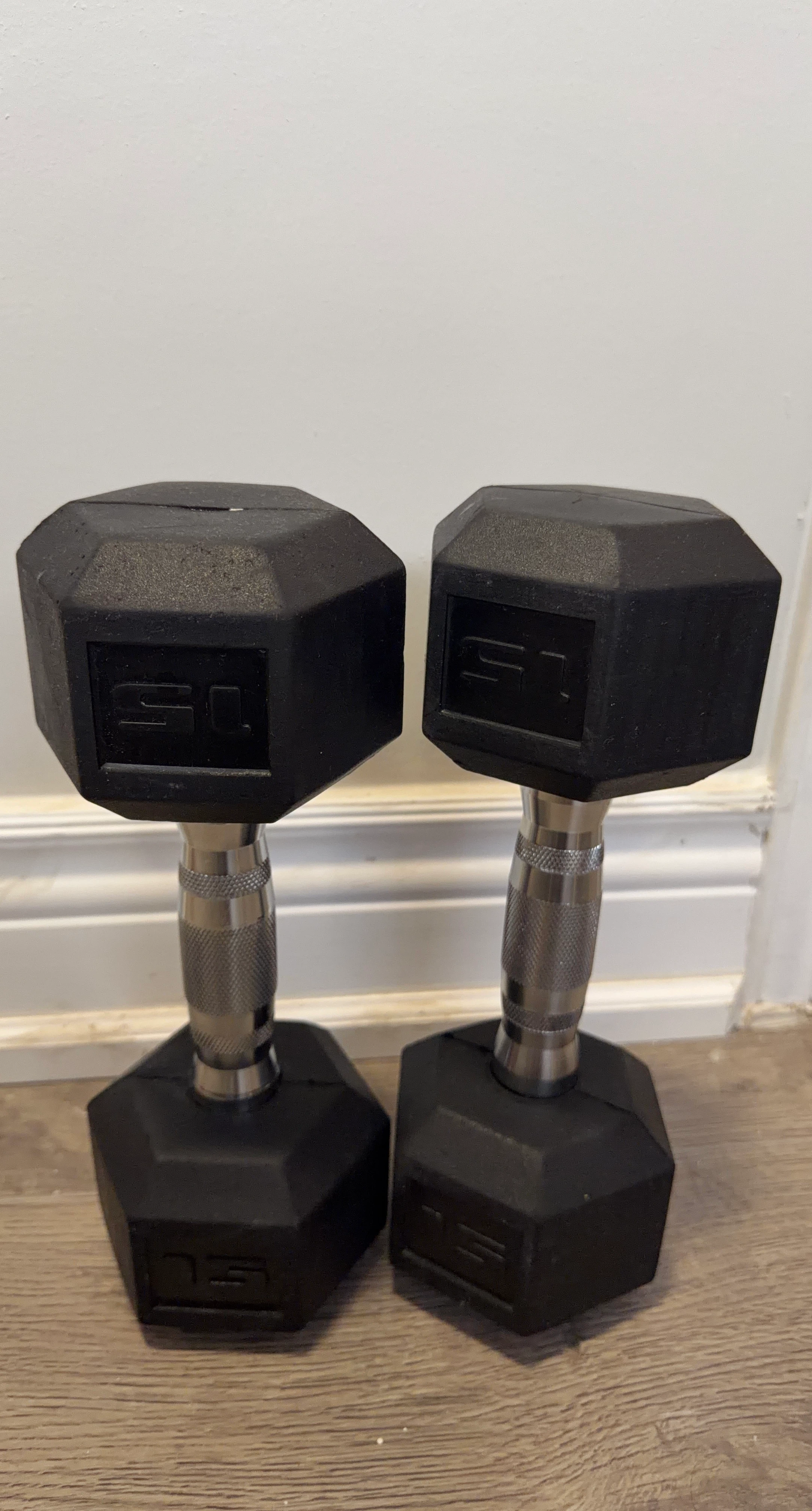 Pair of 15lb Hex Dumbbells