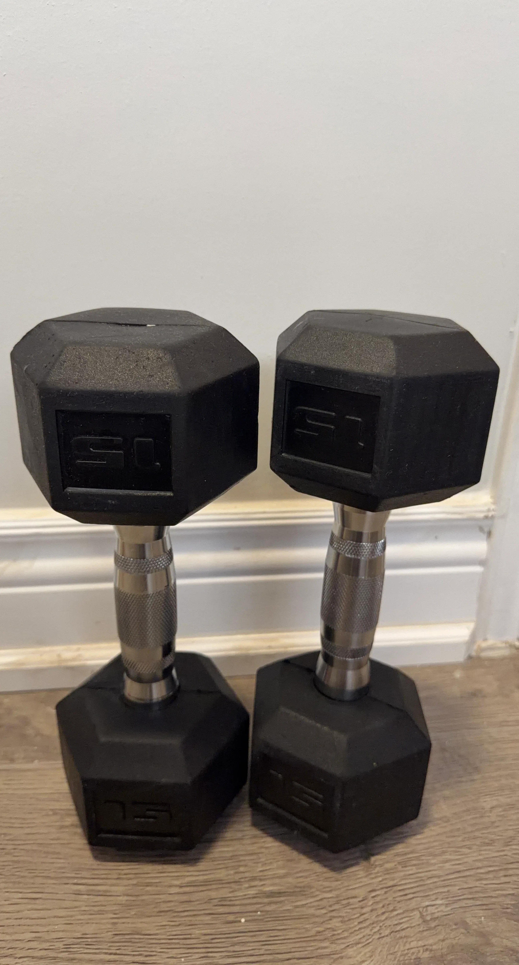 Pair of 15lb Hex Dumbbells