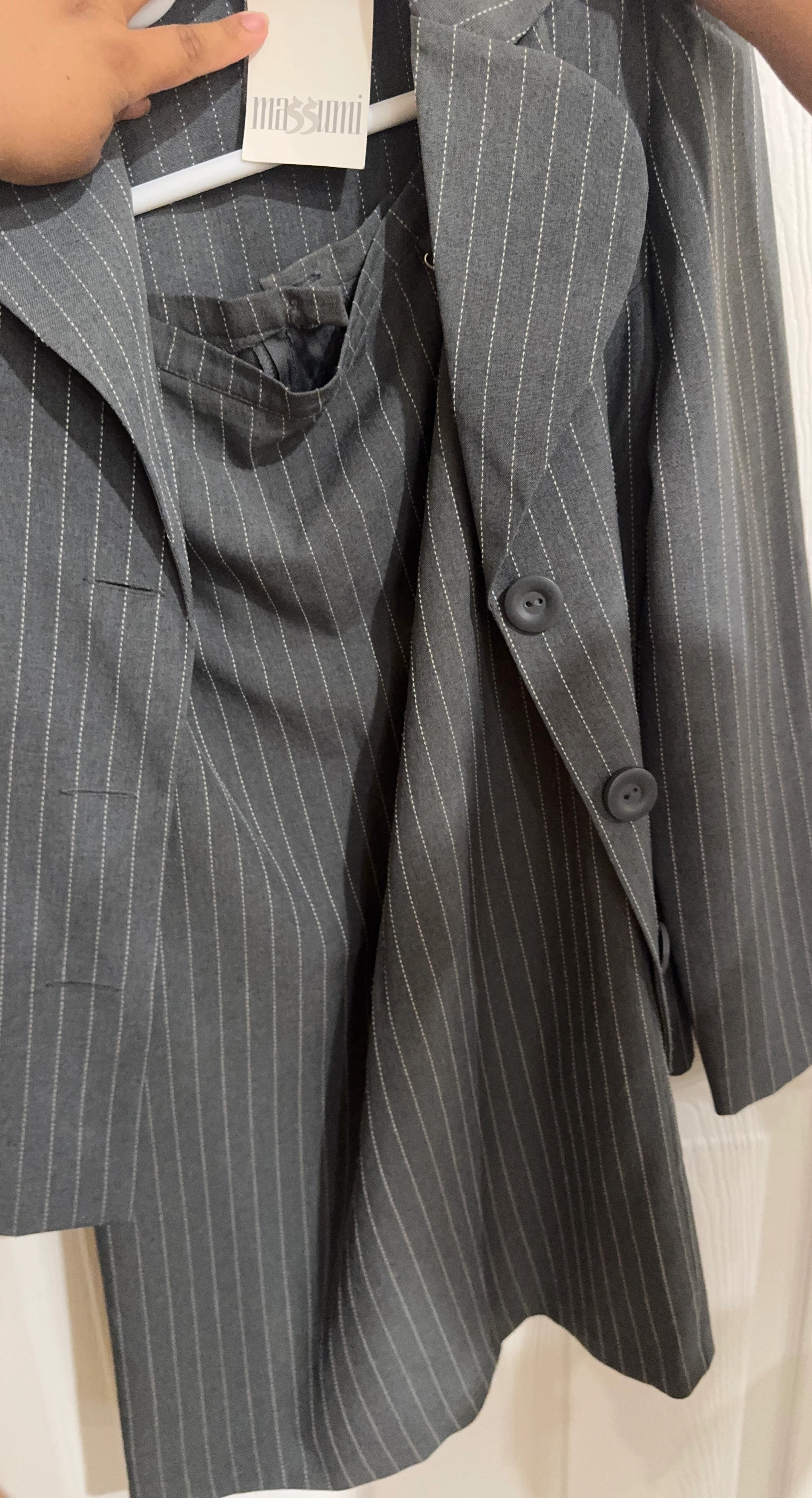 Massimi Pinstripe Suit Set - Grey