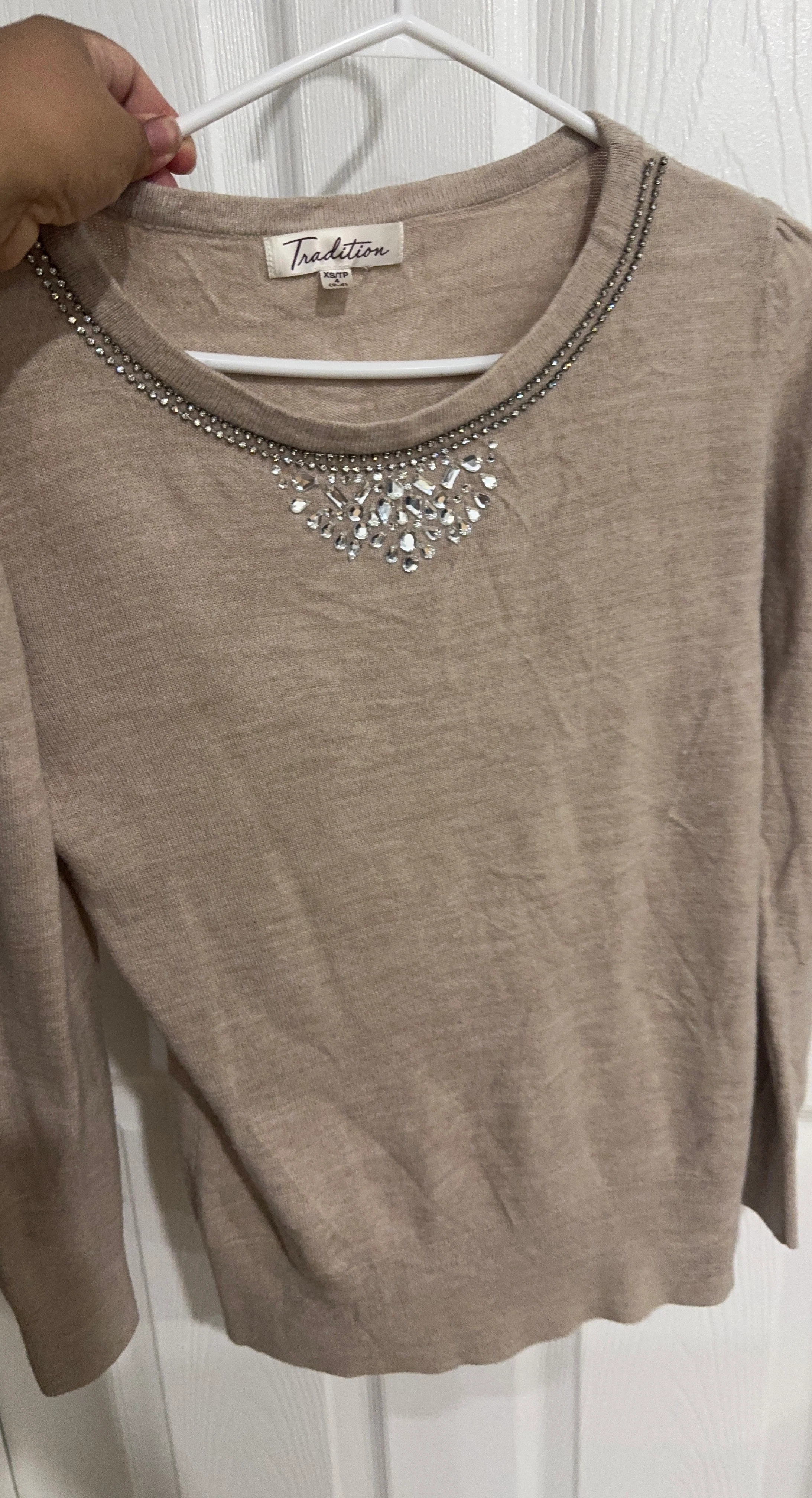 Tradition Women's Embellished Neckline Sweater XS/TP