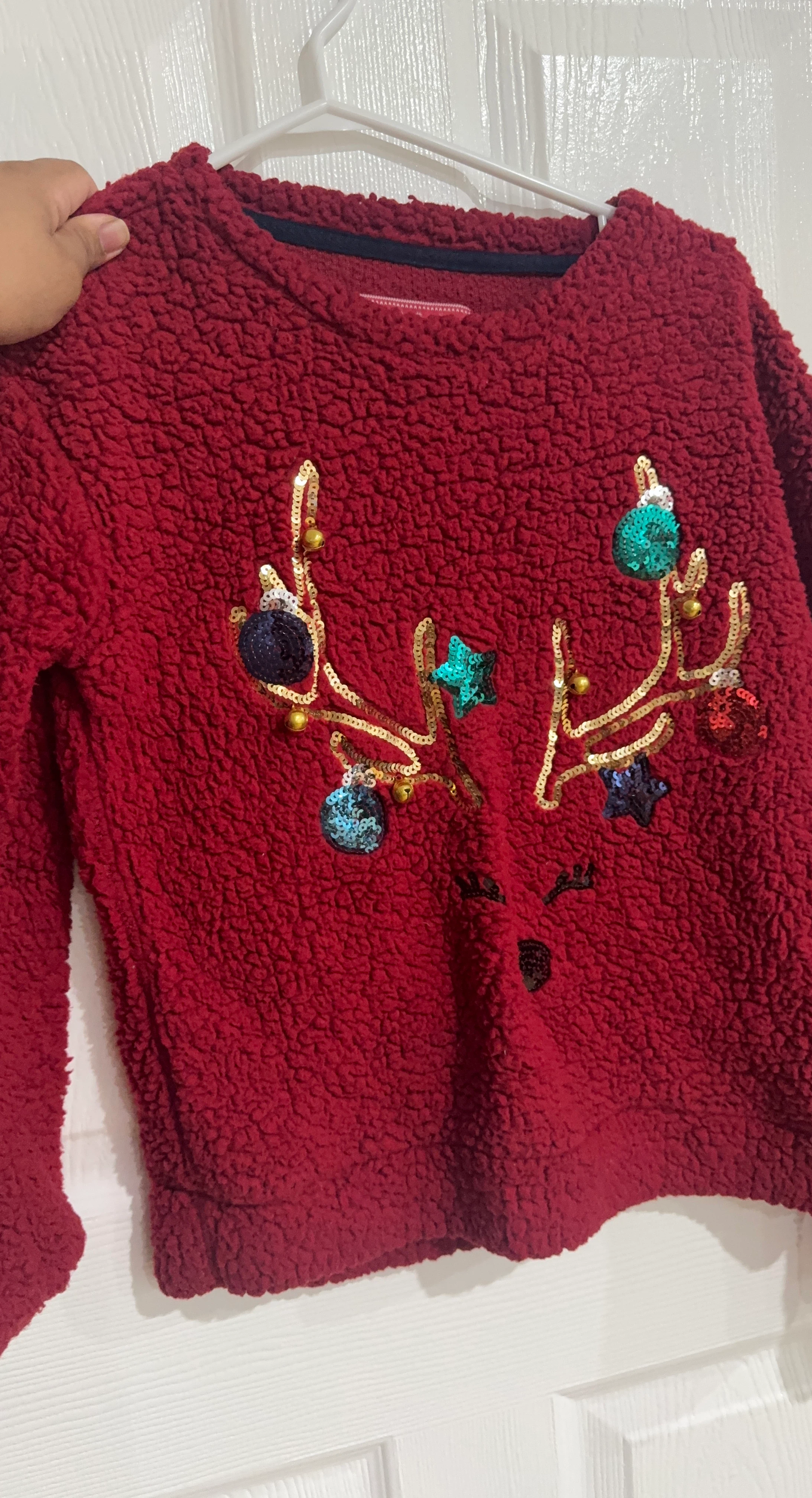 Kids Red Rudolph Fleece Sweater