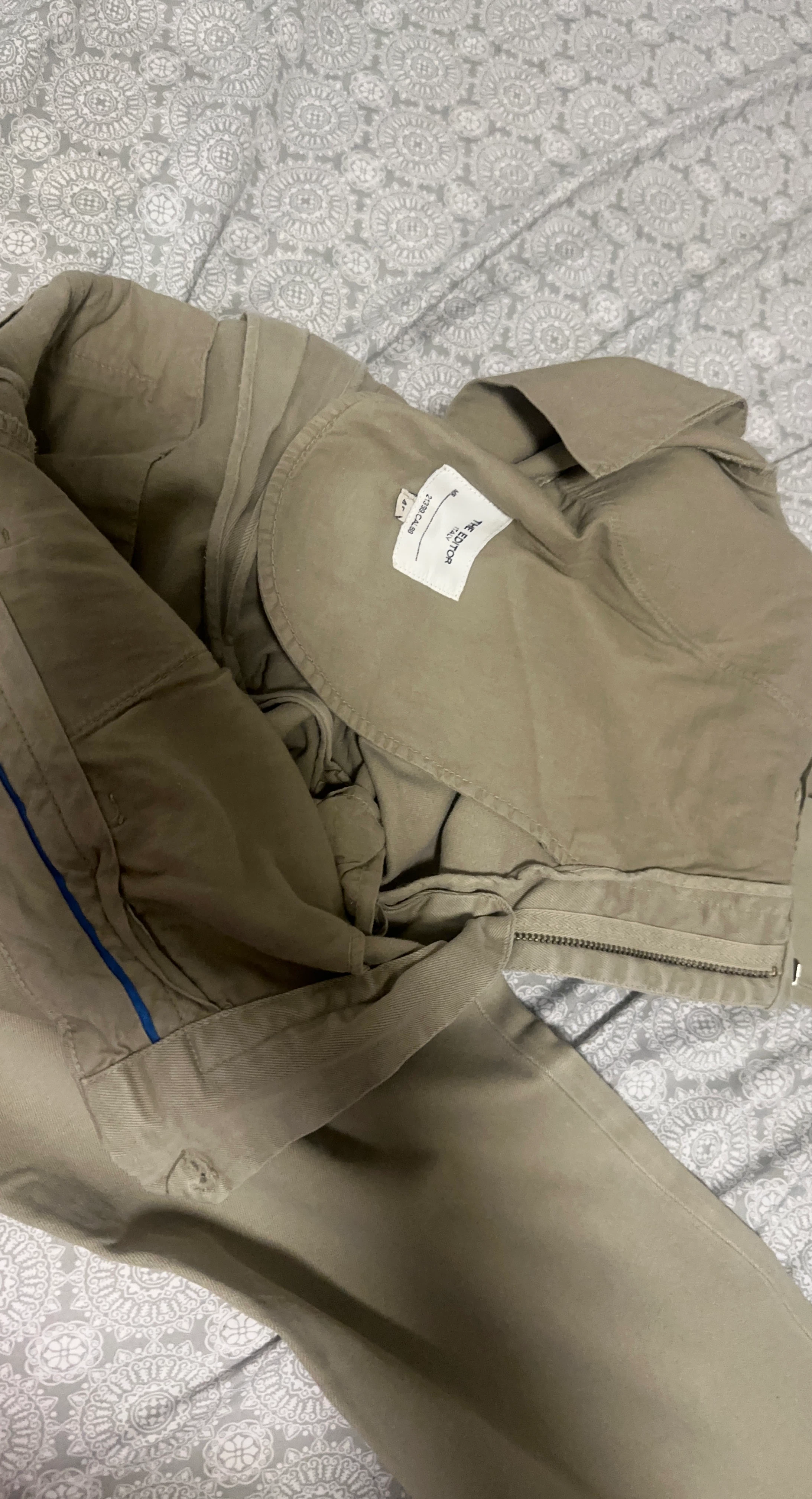 Men's Khaki Chinos with Black Star Detail