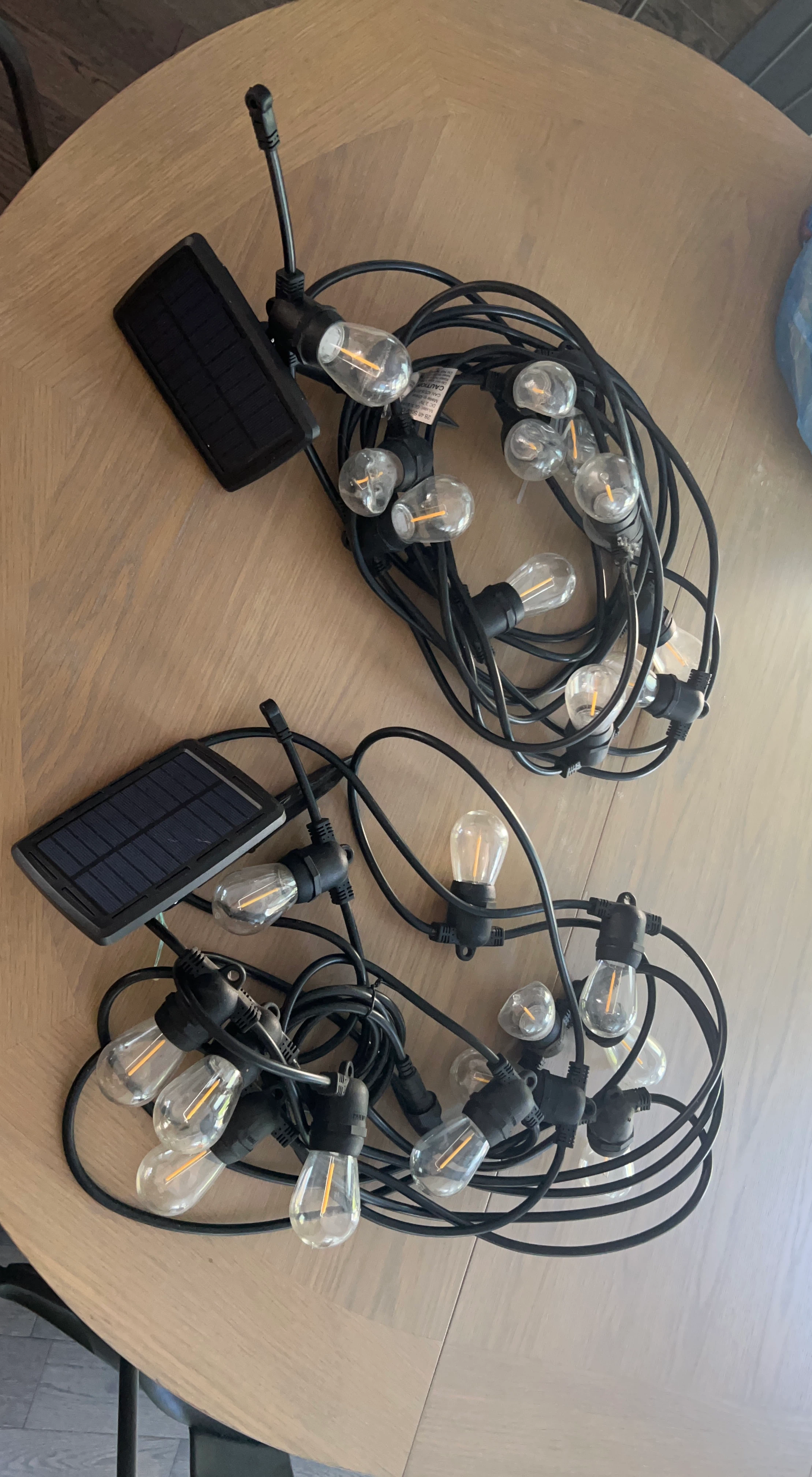 2x24 ft Solar Powered String Lights with Edison Bulbs