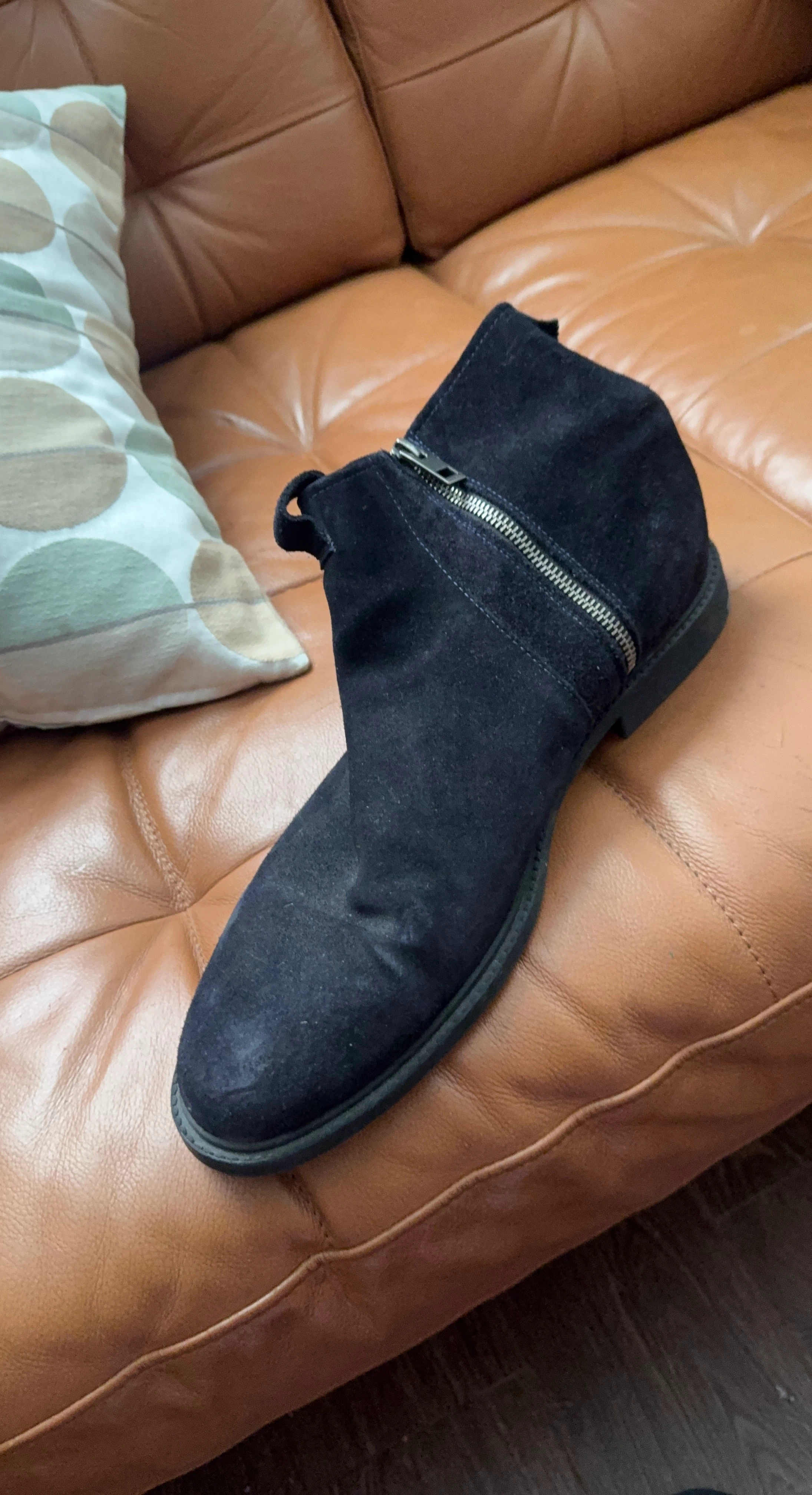 Hugo Boss Black Suede Ankle Boots with Zipper