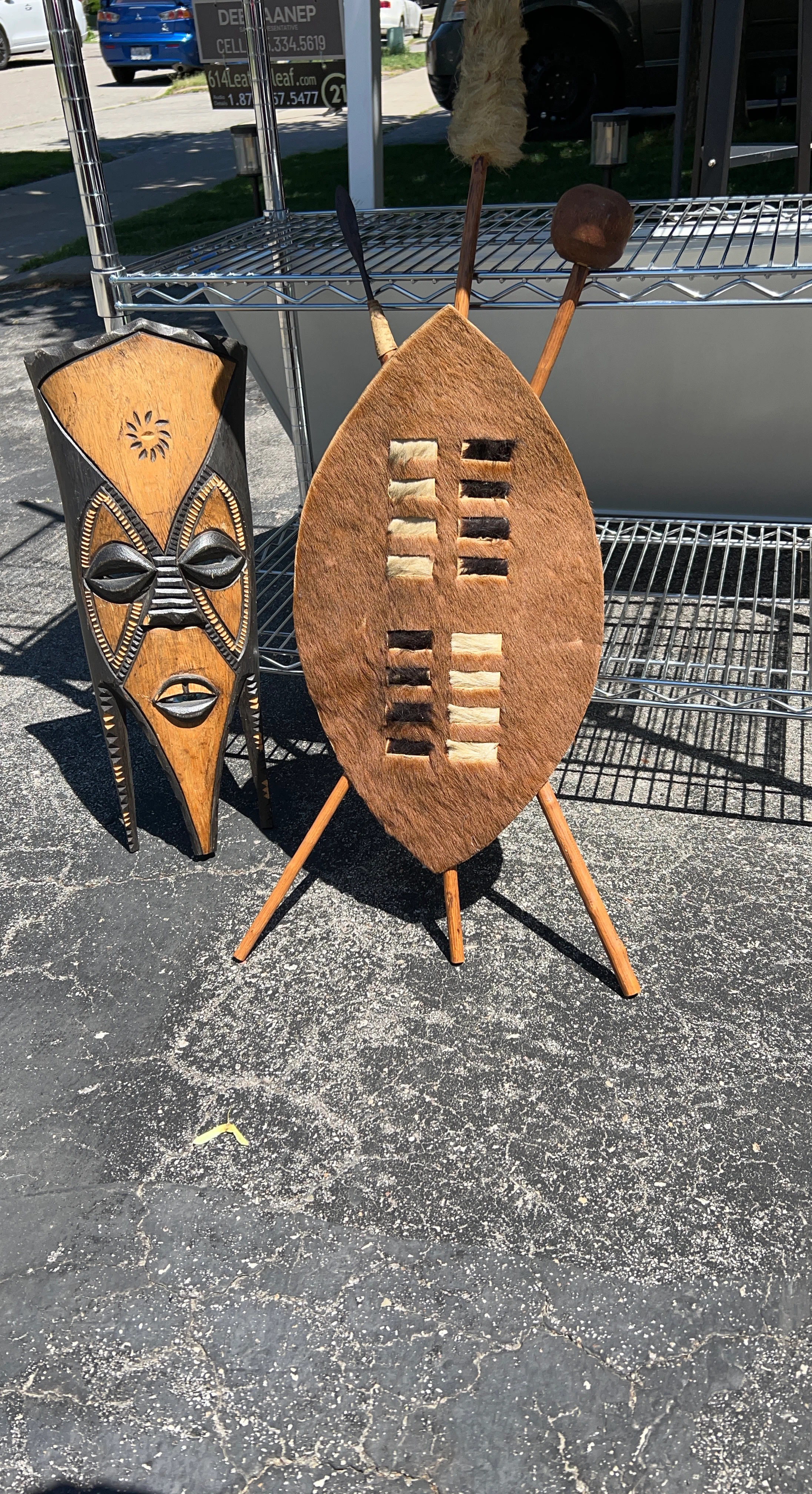 African Tribal Mask and Shield Display Set