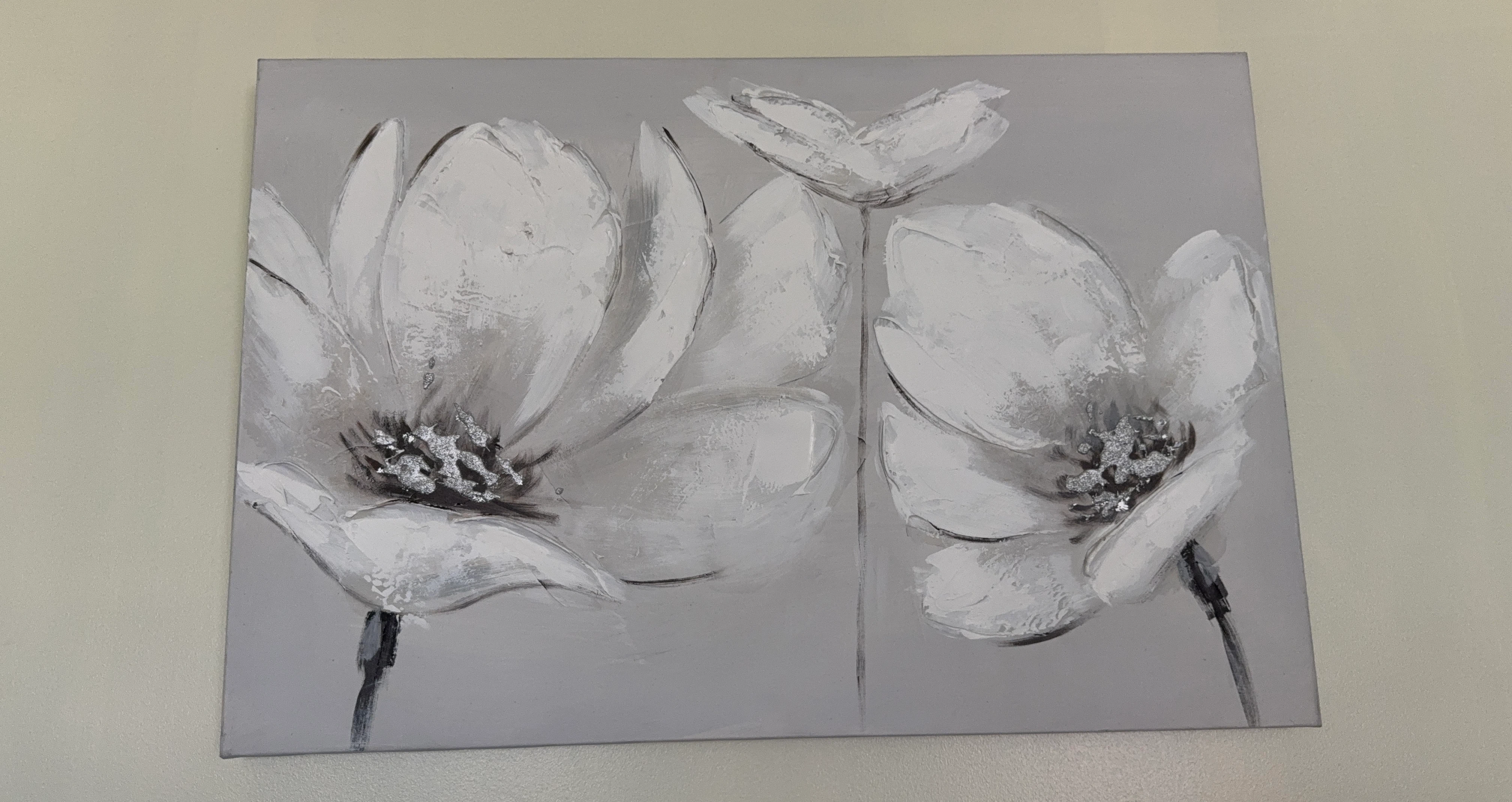 White Floral Canvas Wall Art