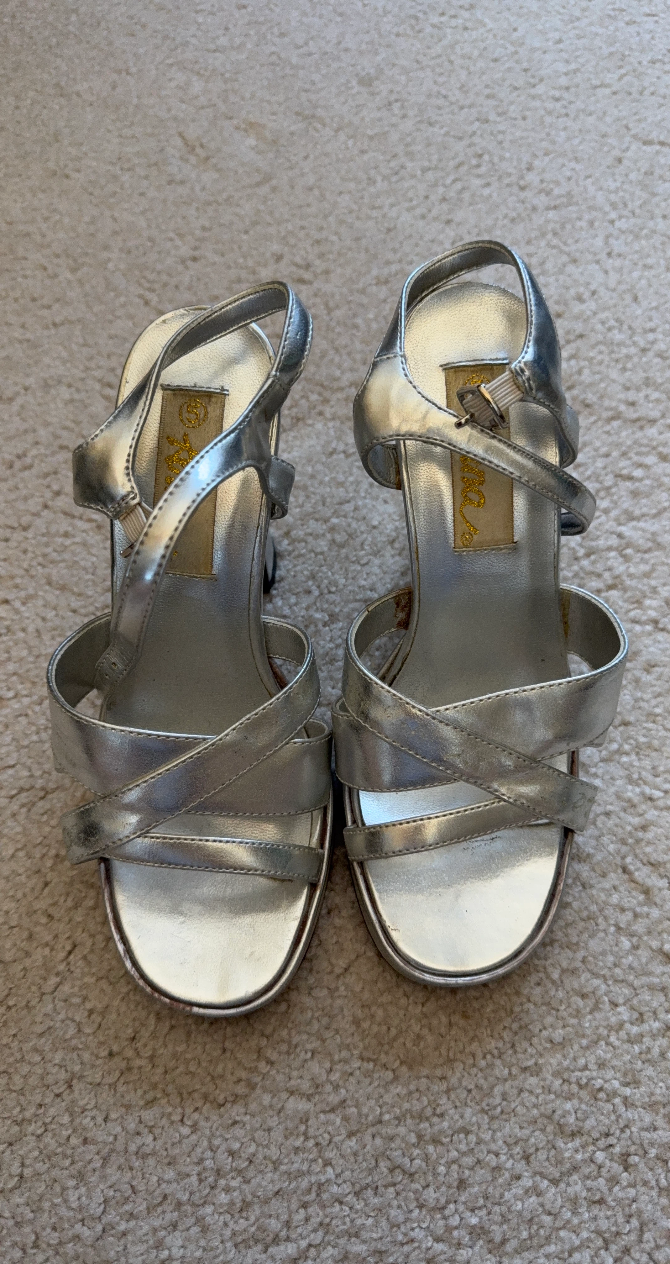 Silver Strappy Heels - Size 5