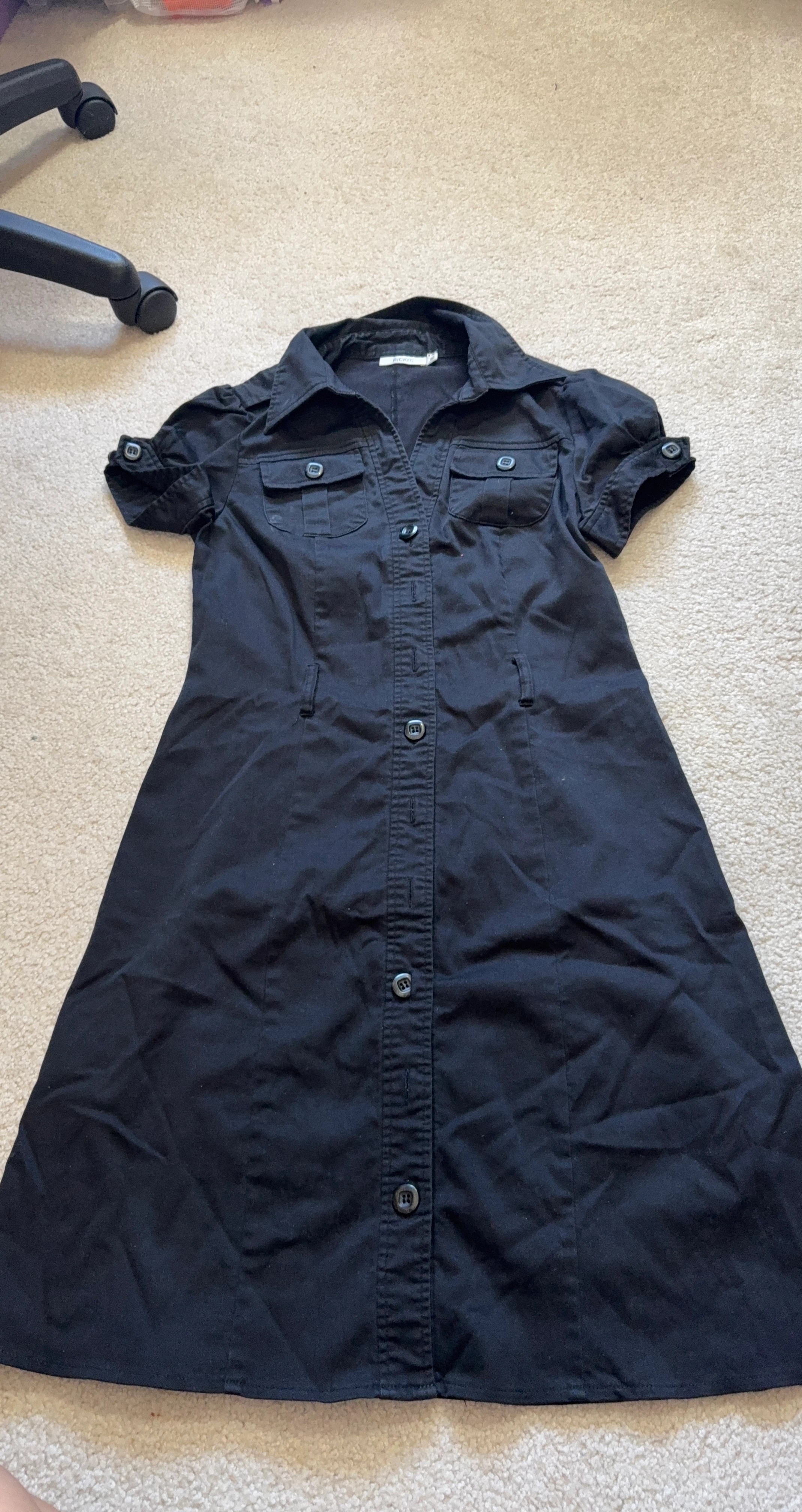 Ricki's Black Short Sleeve Button-Up Dress