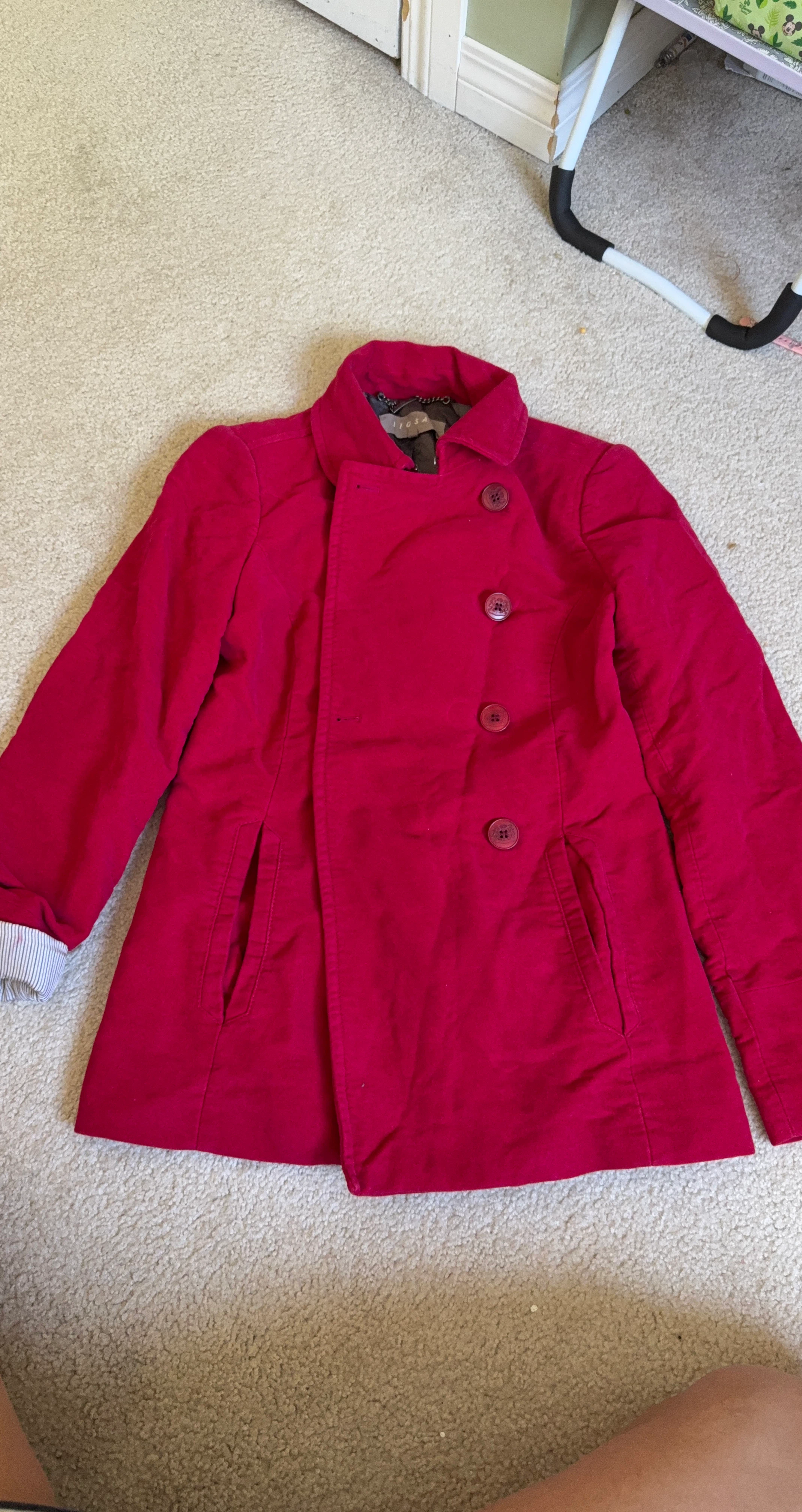 Jigsaw Magenta Double-Breasted Coat