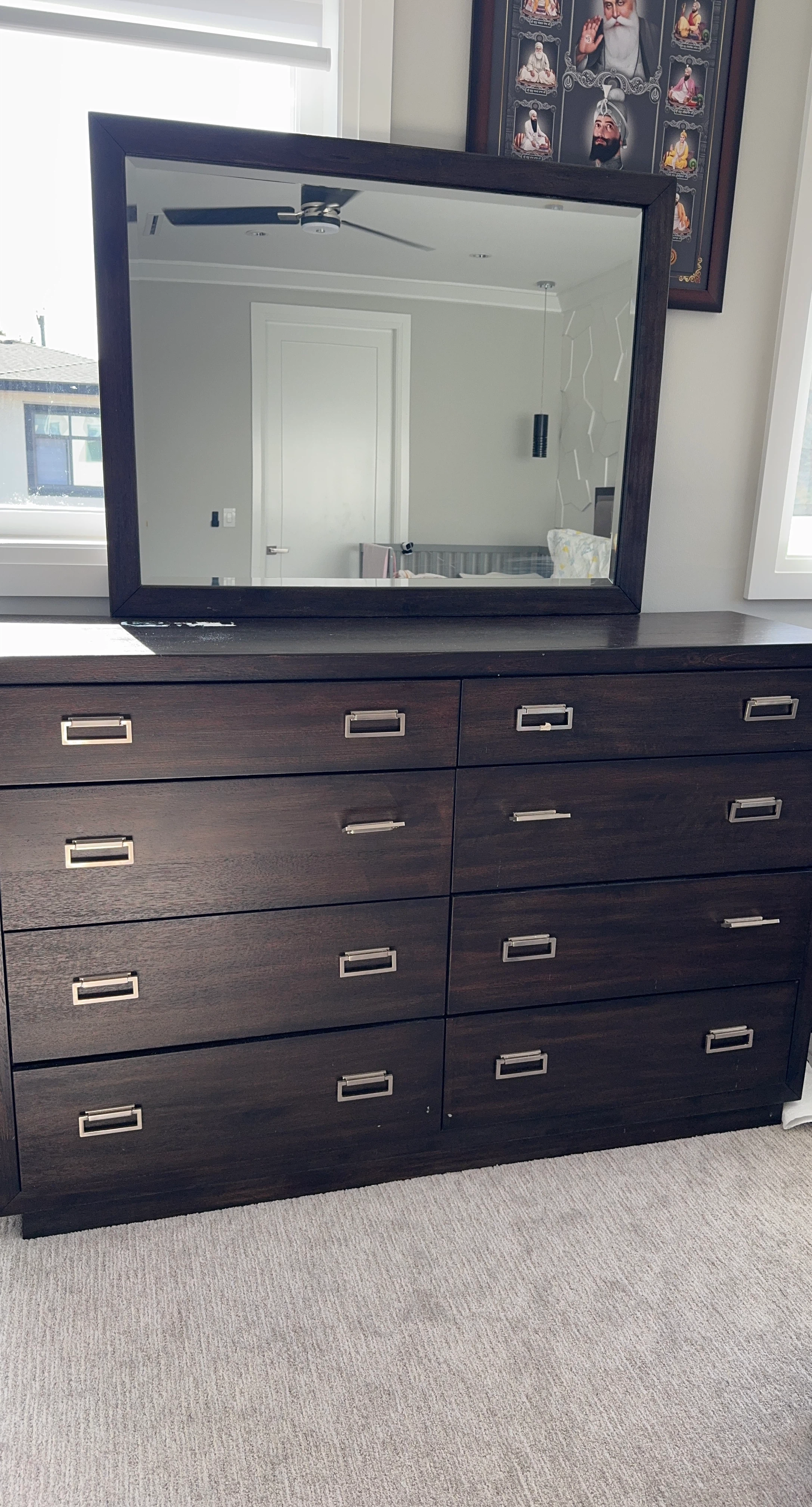 Dark Wood Dresser with Mirror