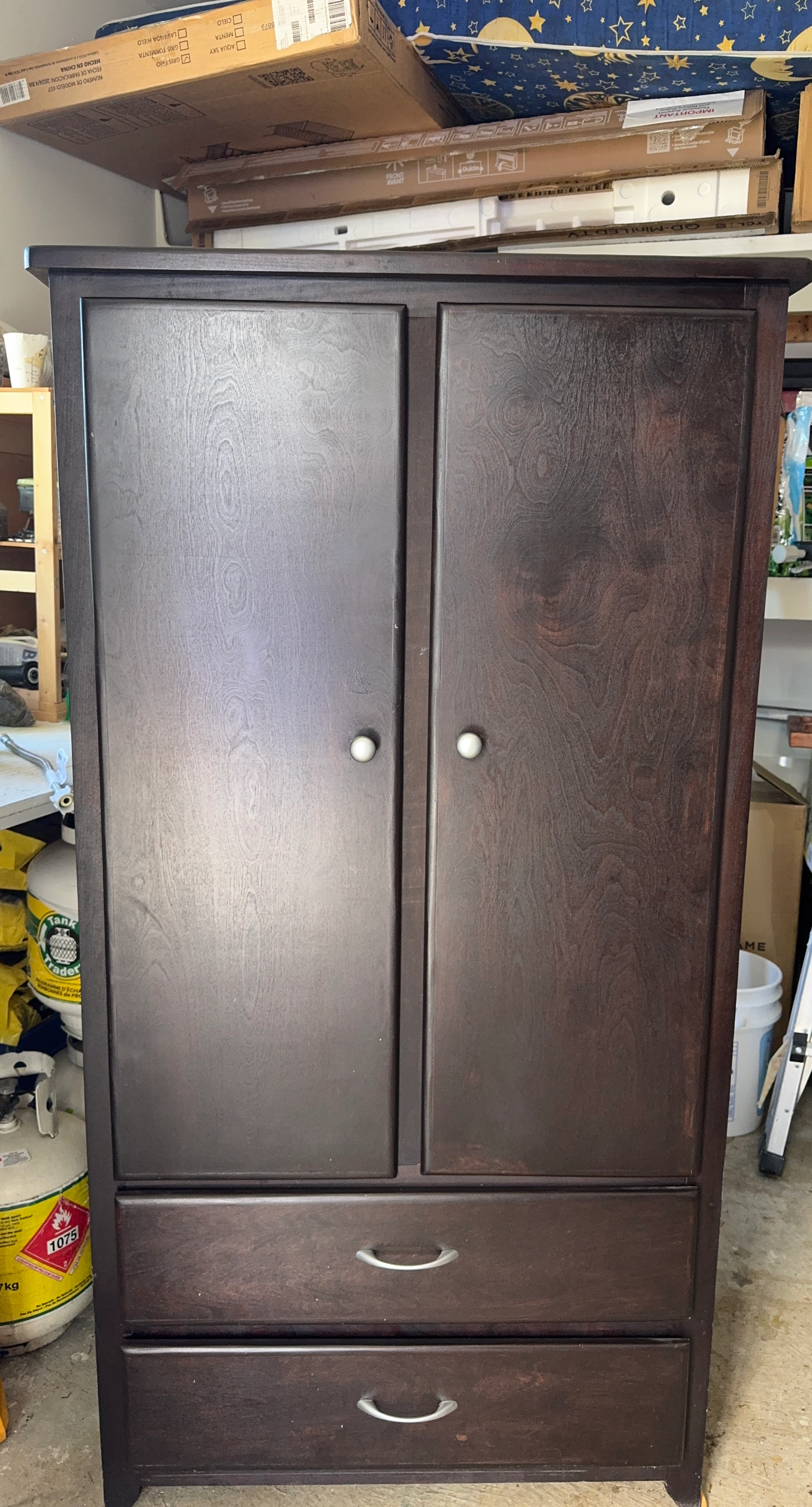 Dark Brown Wardrobe with Two Drawers