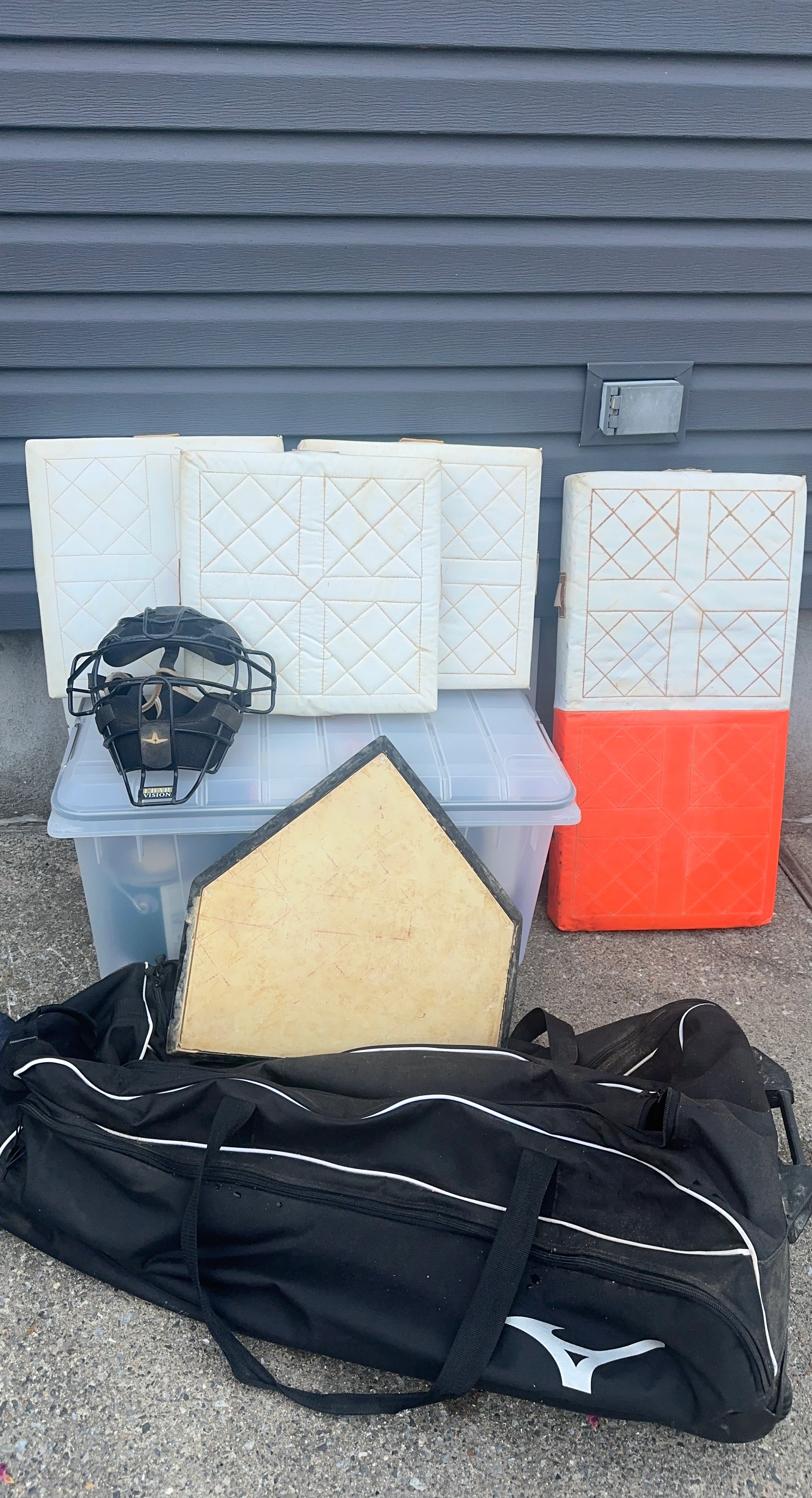 Catcher's Mask, Bases Set, Mizzou bag w/wheels