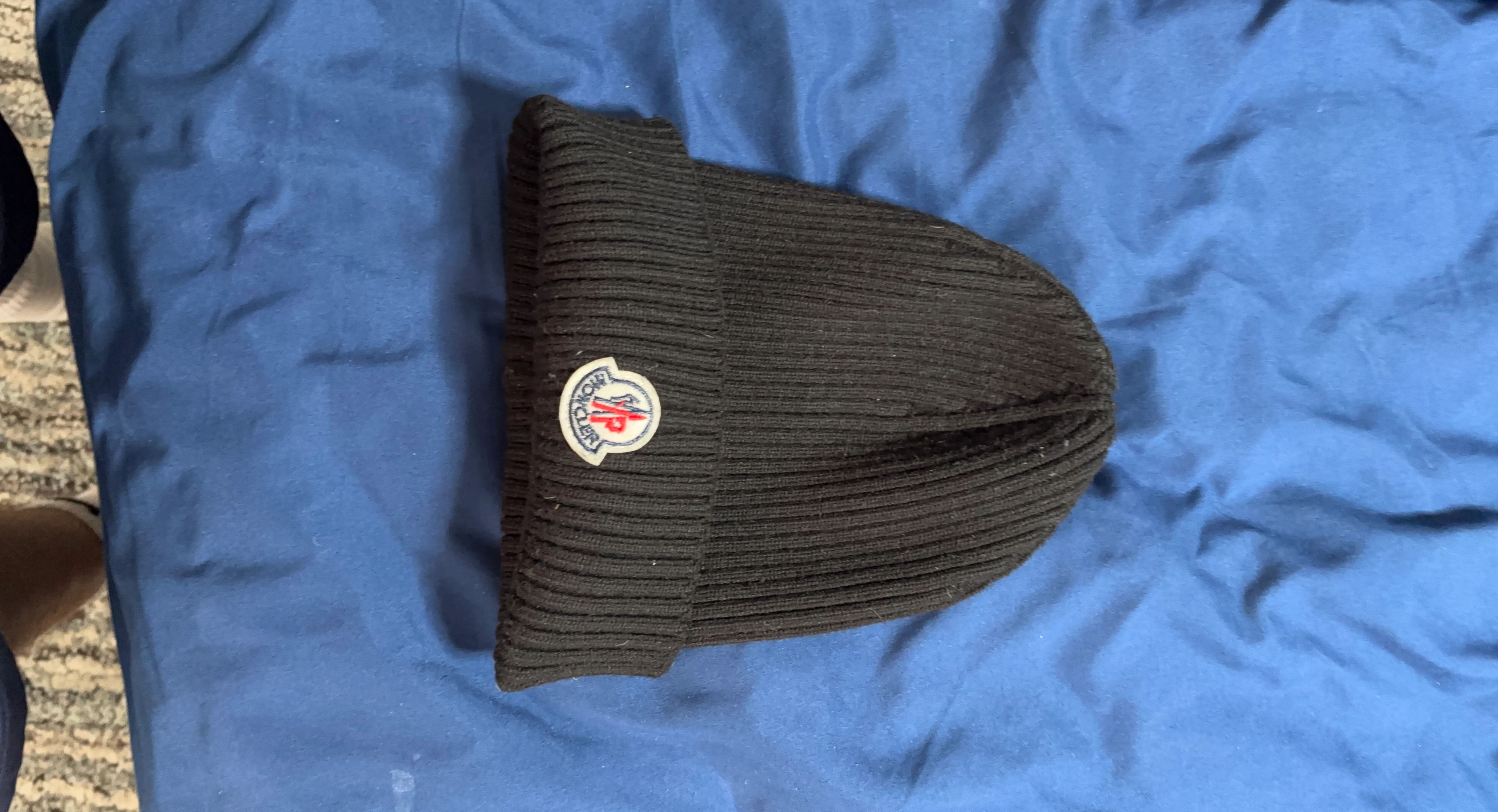 Moncler Black Ribbed Beanie