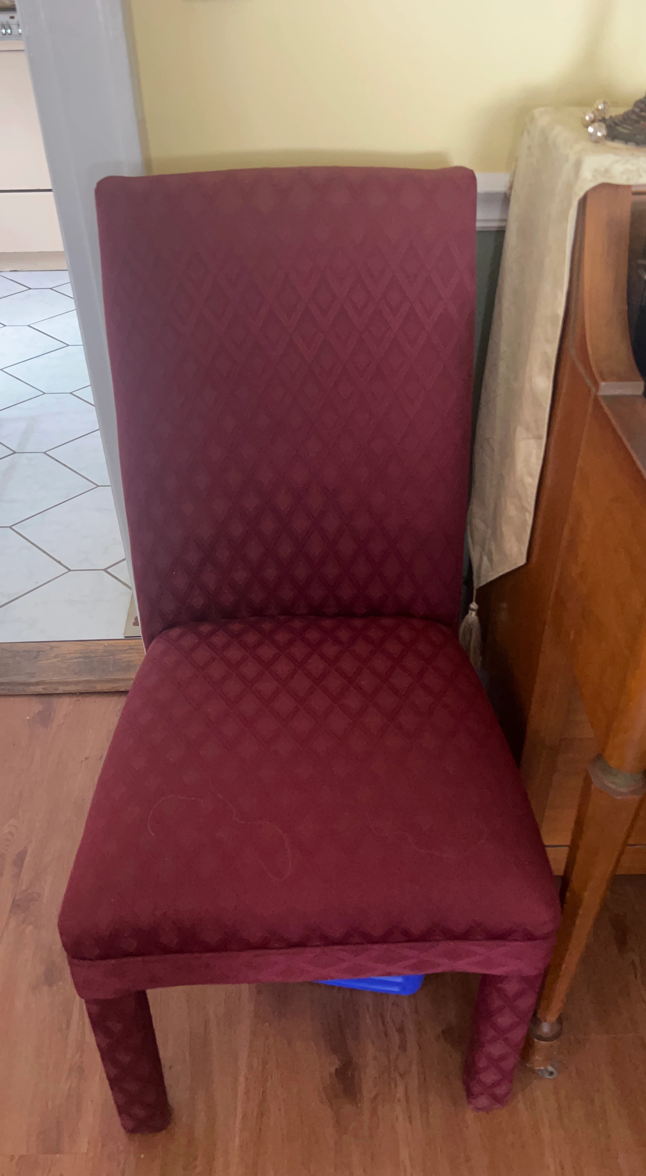 Burgundy Damask Upholstered Dining Chair