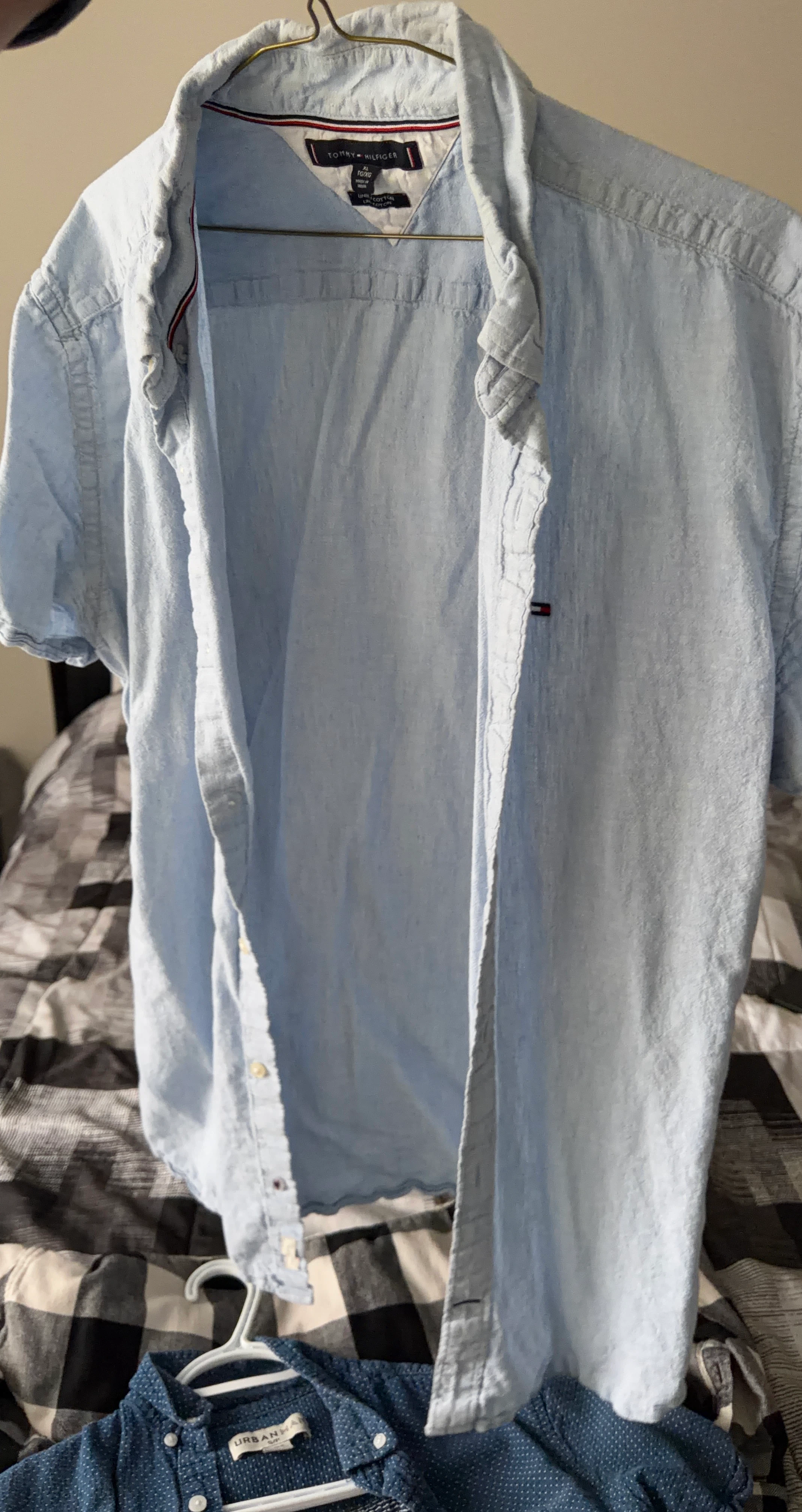 Tommy Hilfiger Short Sleeve Button-Up Shirt - Light Blue