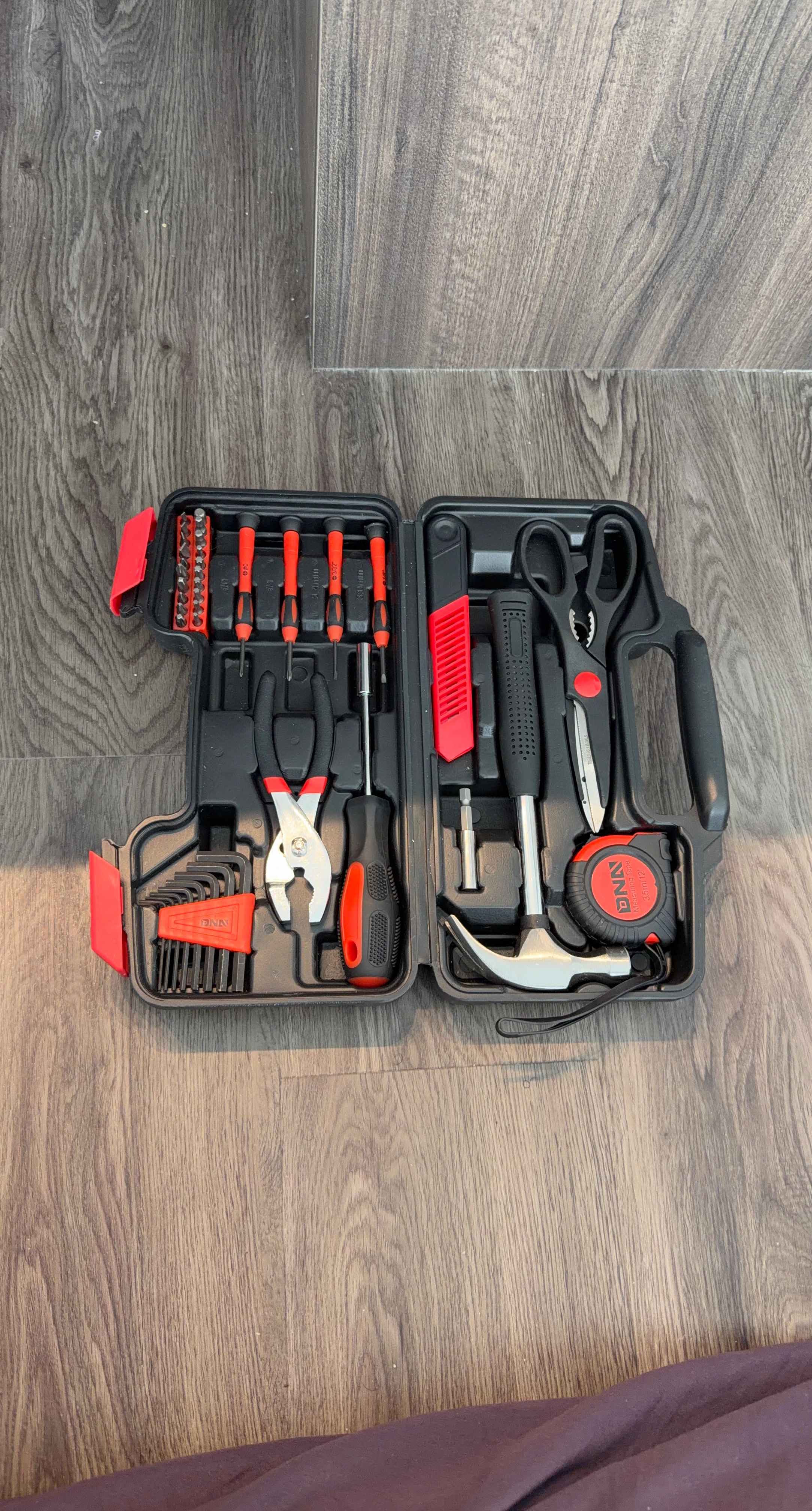 Tool Kit with Screwdrivers, Hammer, Pliers, Scissors