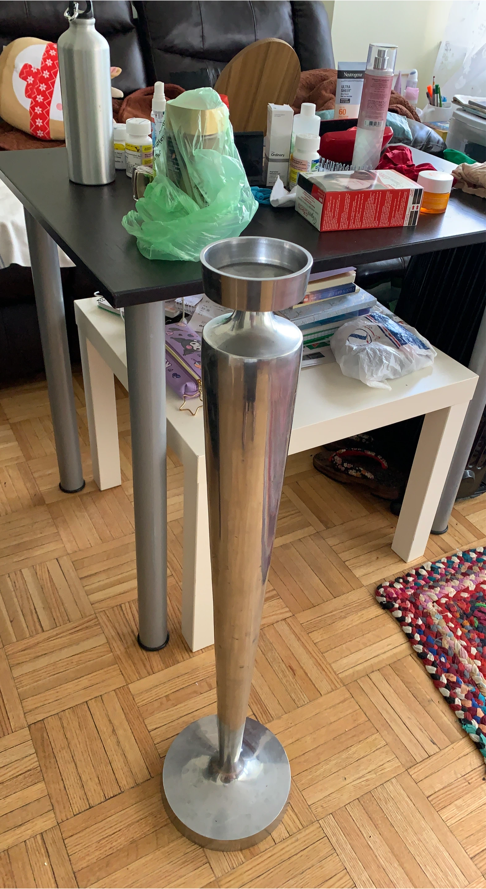 Tall Silver Pedestal Stand