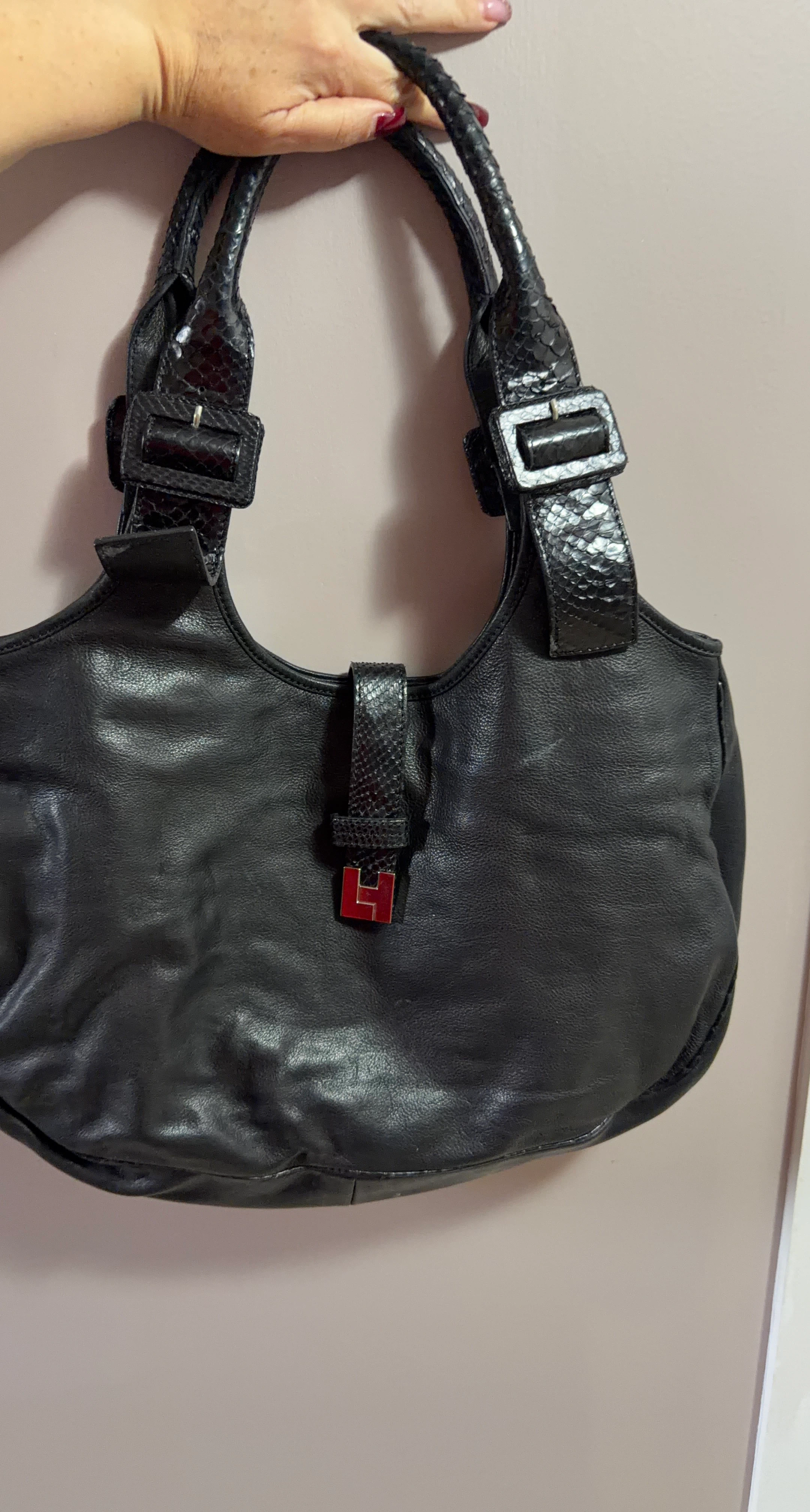 Lambertson Truex Black Leather Shoulder Bag