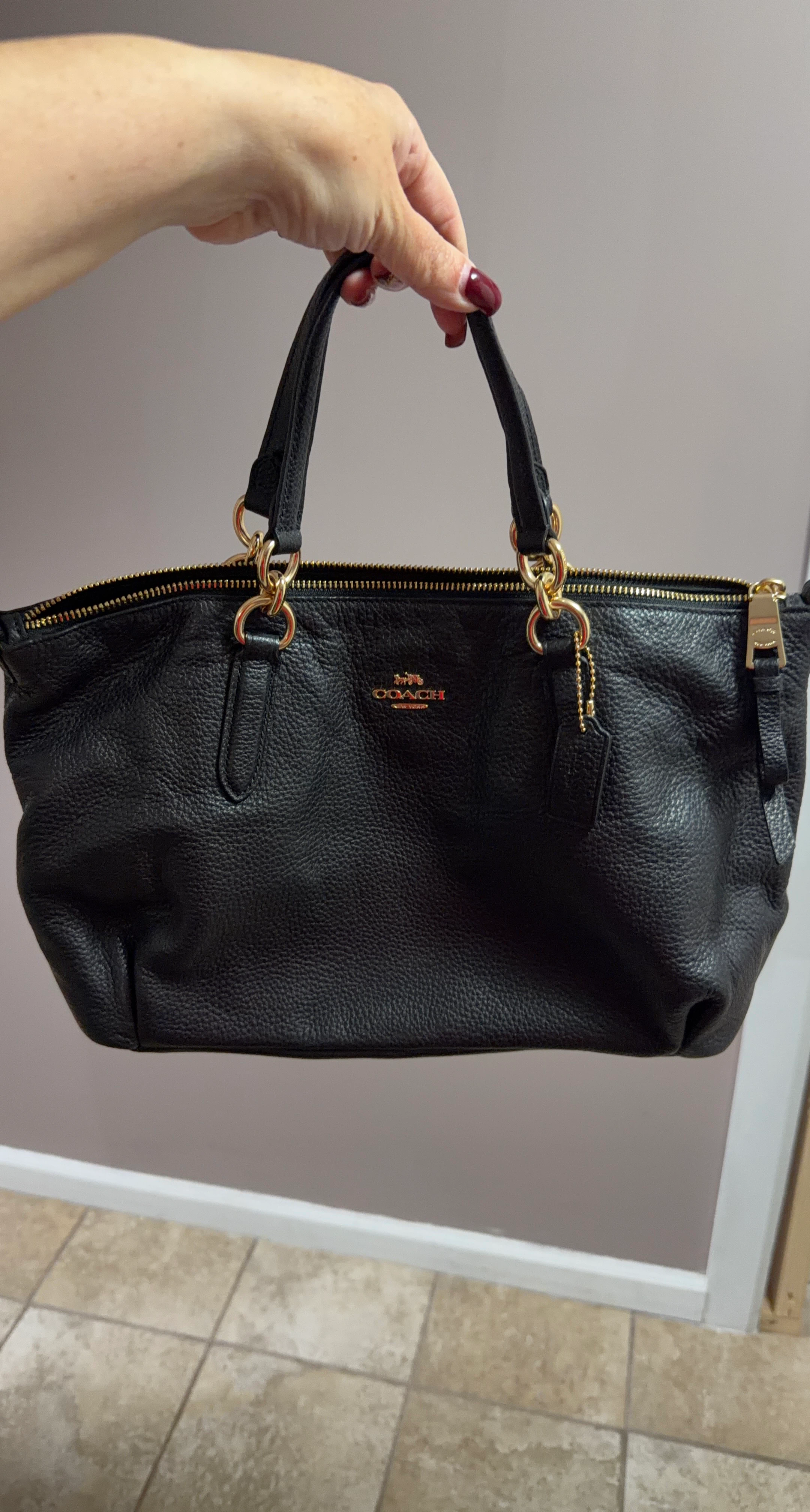 Coach Black Leather Tote Handbag