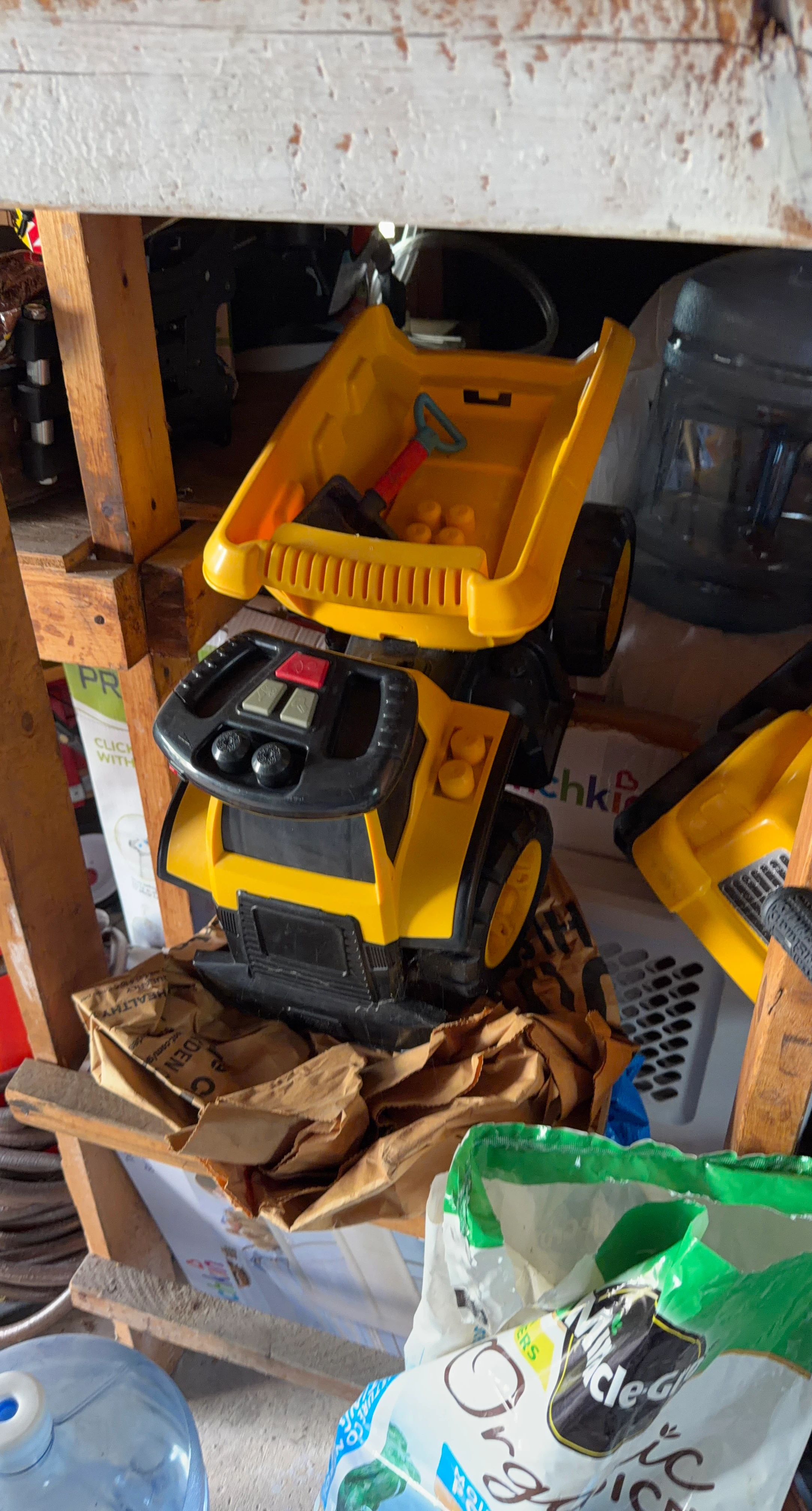 Yellow Toy Dump Truck with Shovel