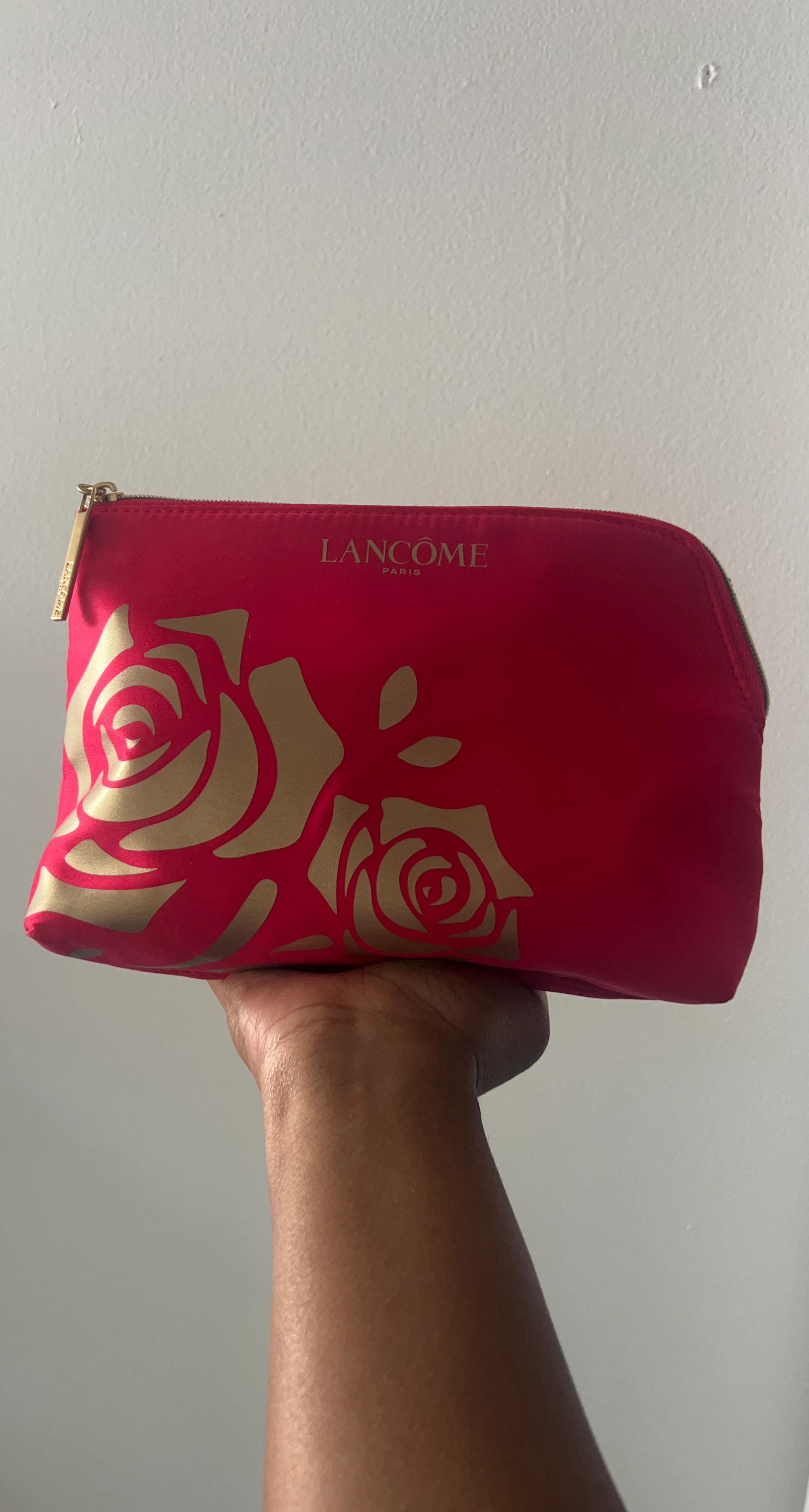 Lancôme Paris Red & Gold Rose Cosmetic Bag