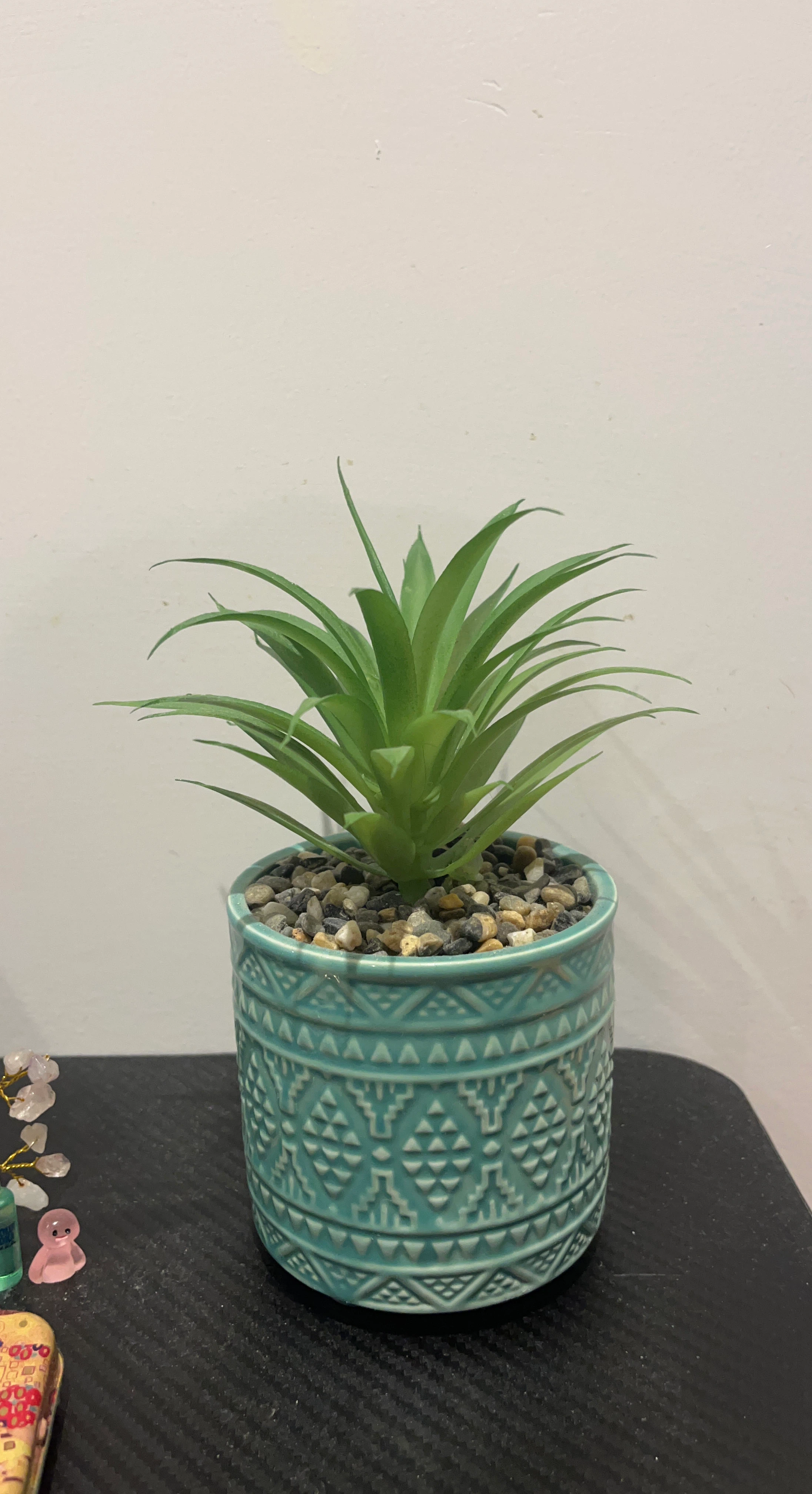 Artificial Succulent Plant in Teal Ceramic Pot