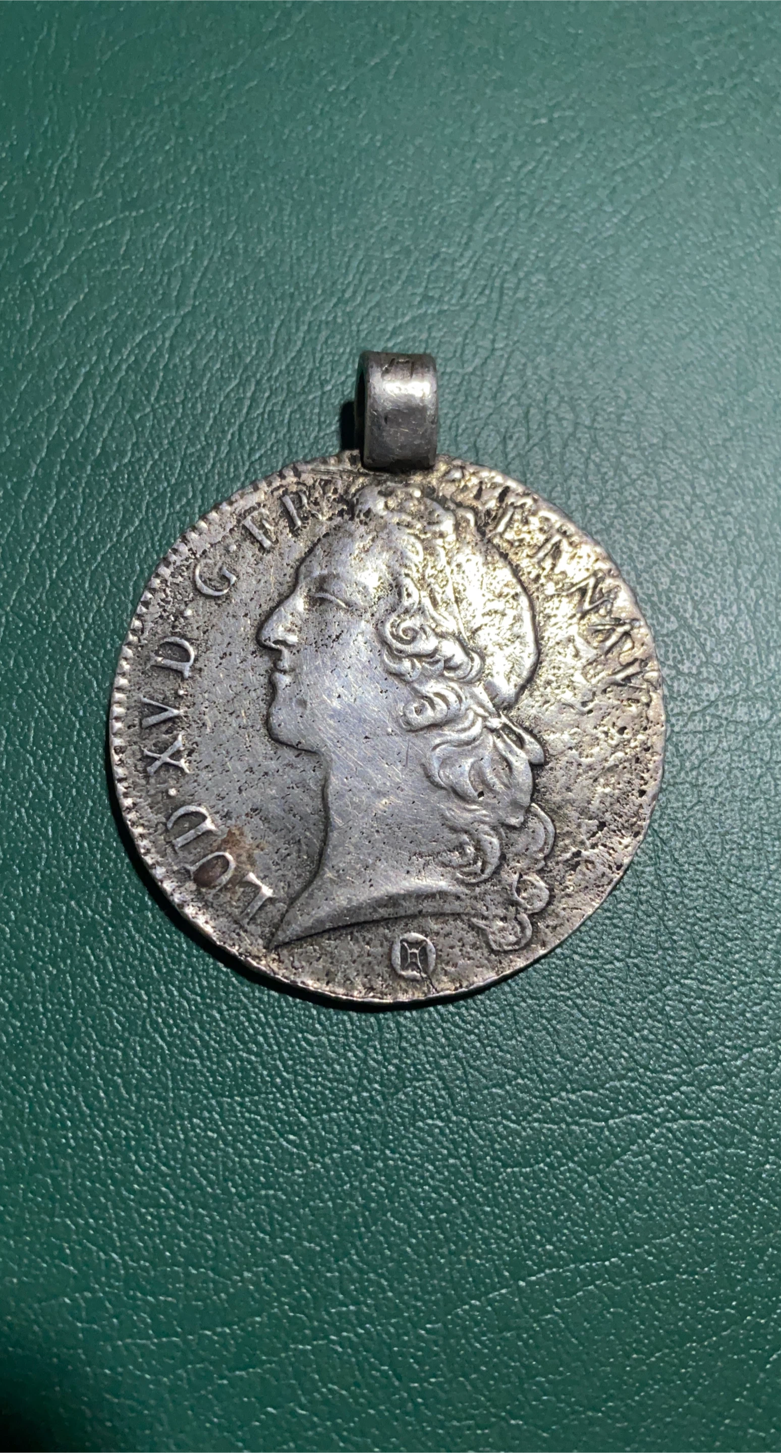 Antique 1742 French Silver Coin Pendant