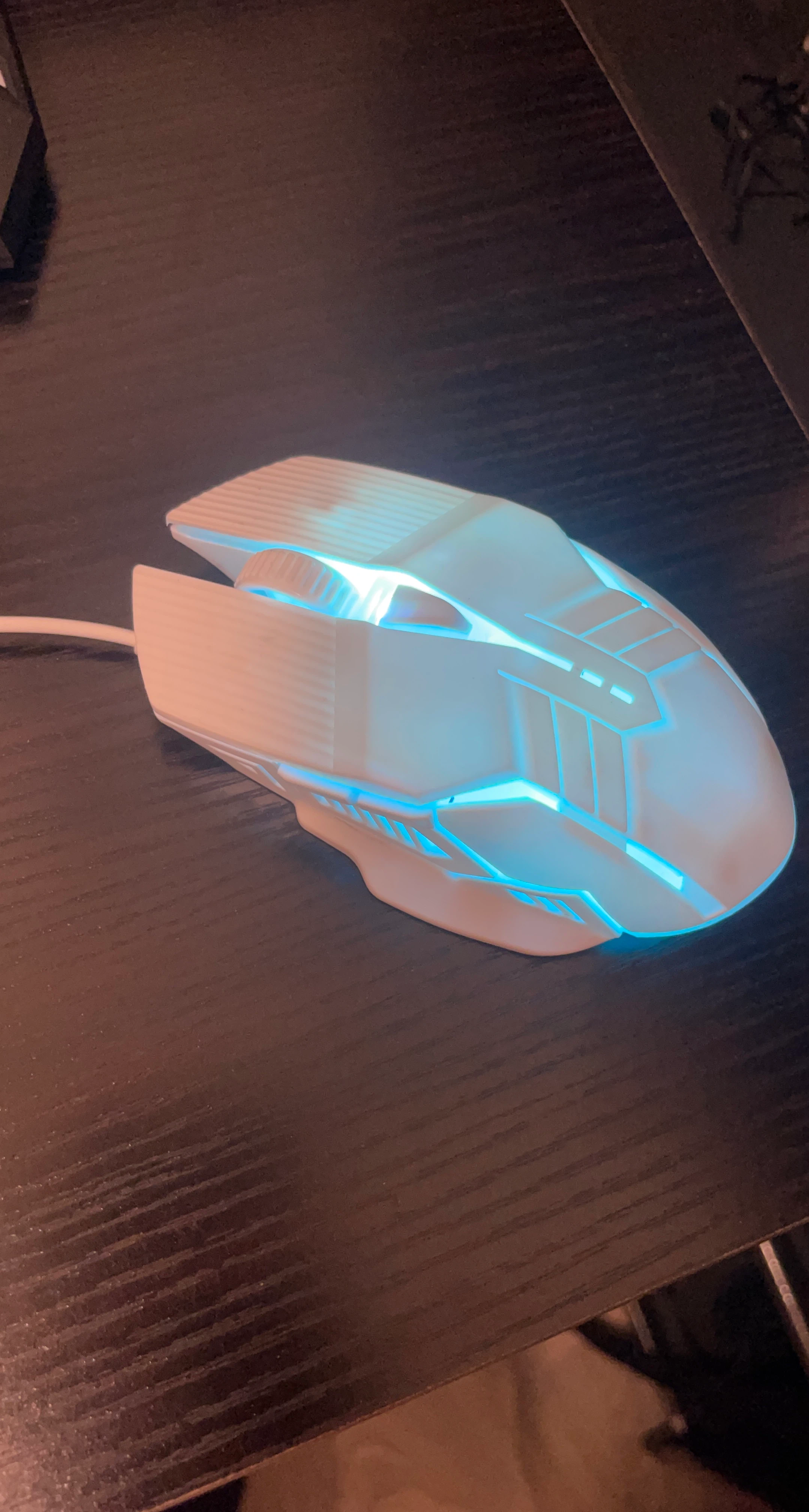 White Wired Gaming Mouse with RGB Lighting