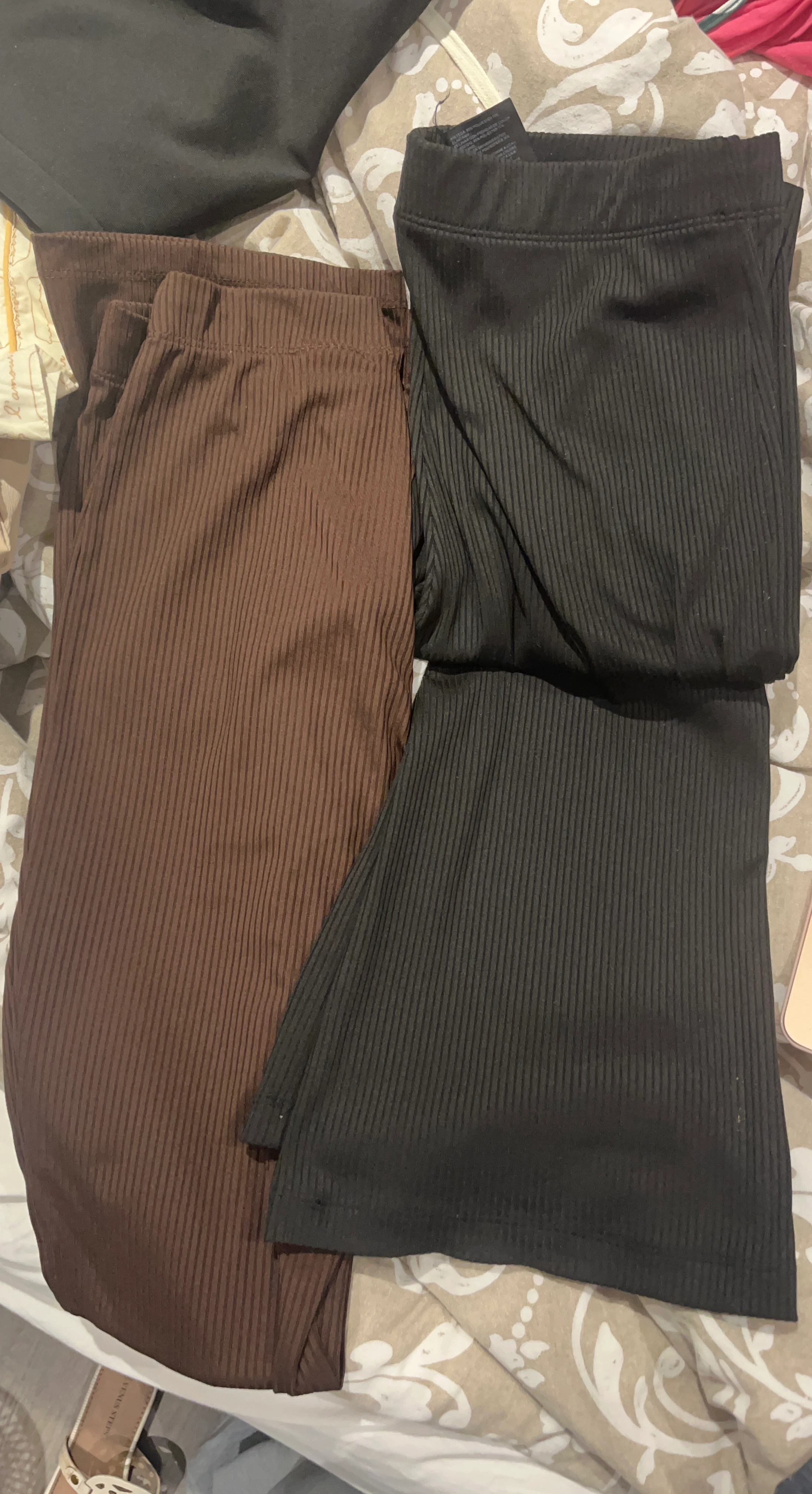Brown & Black Ribbed Leggings