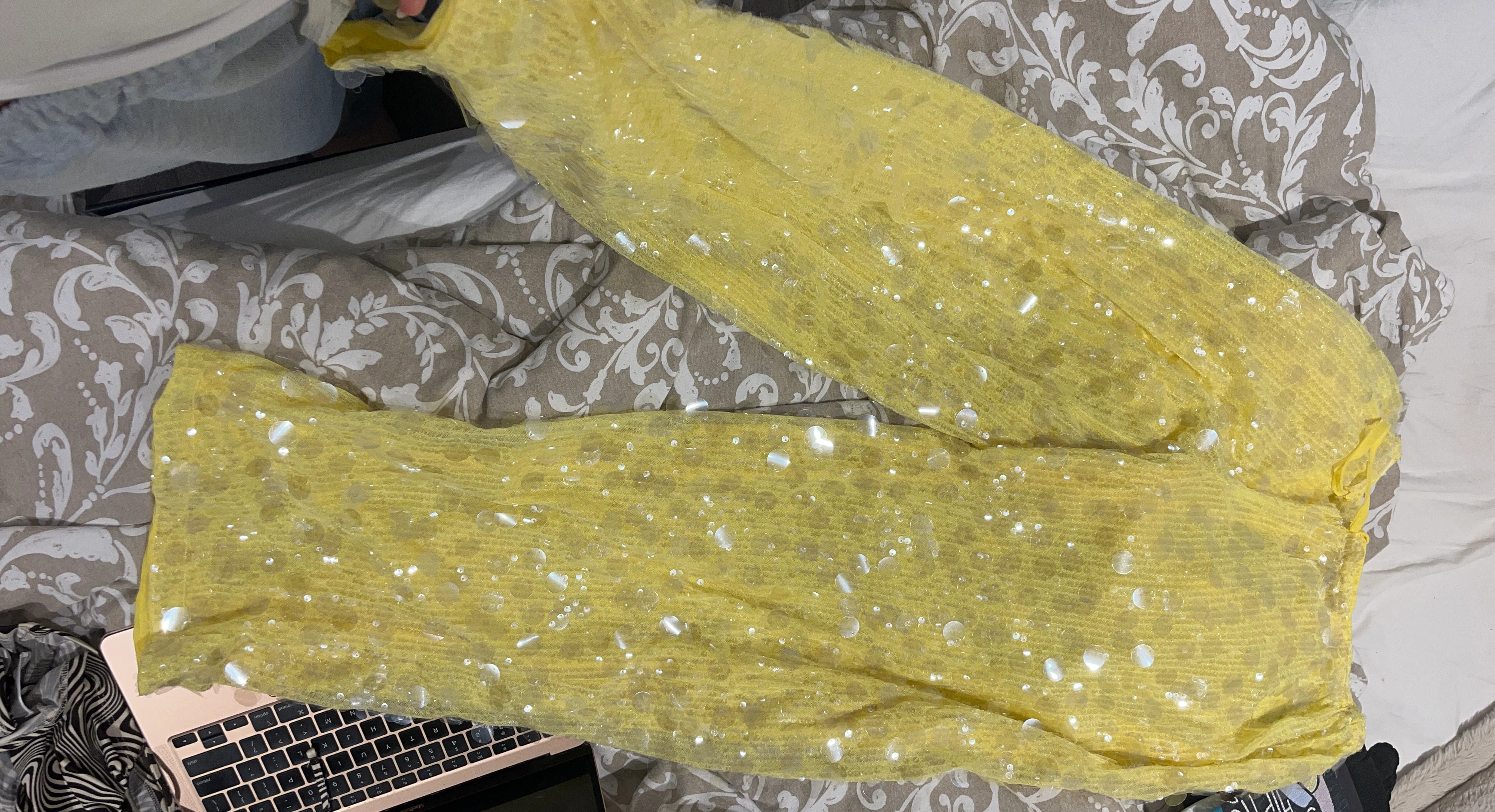 Long Yellow Sequin pants - photo 2