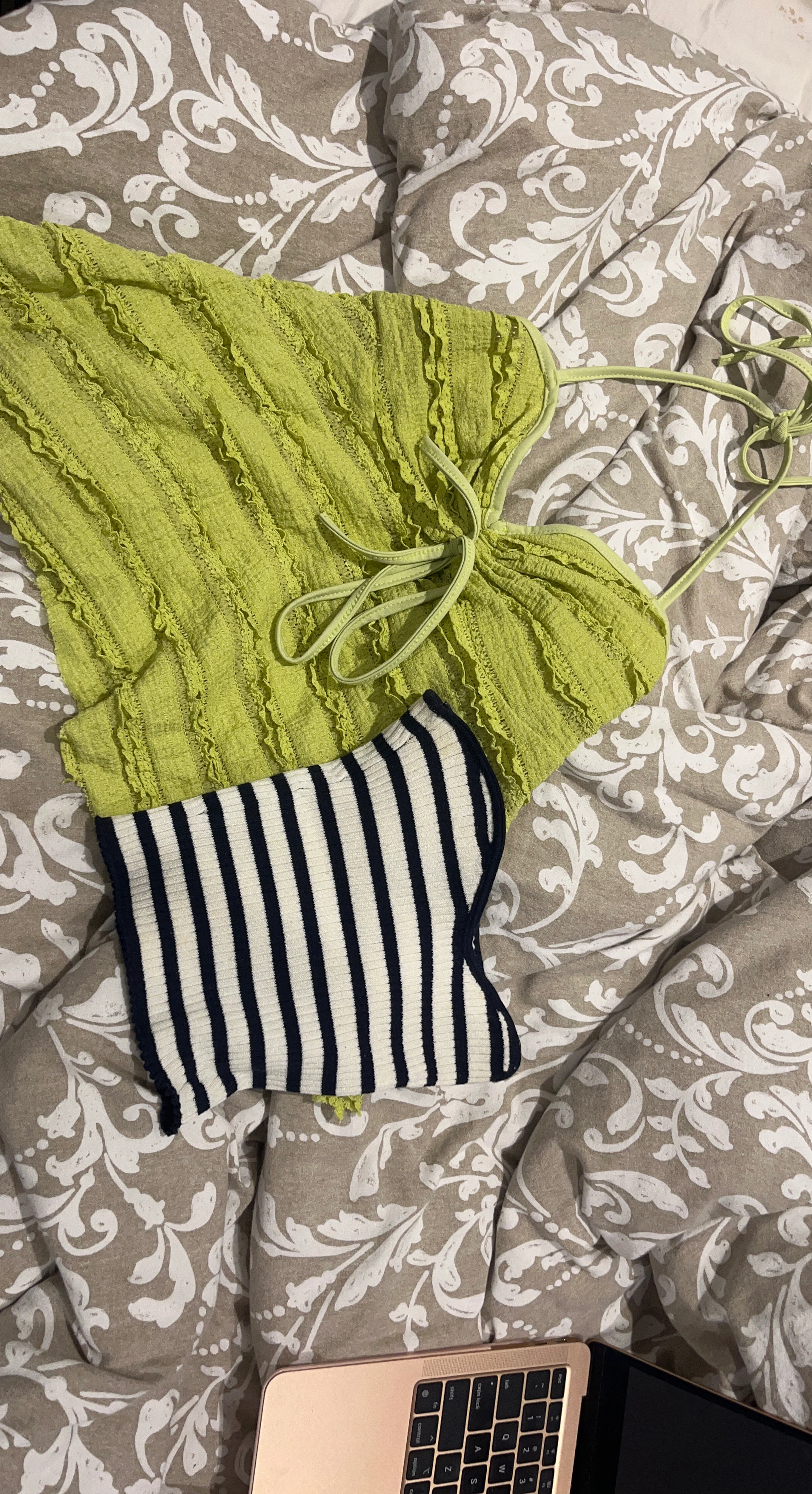 Set of 2- Green Halter and Striped tube (1 for 3 CAD)