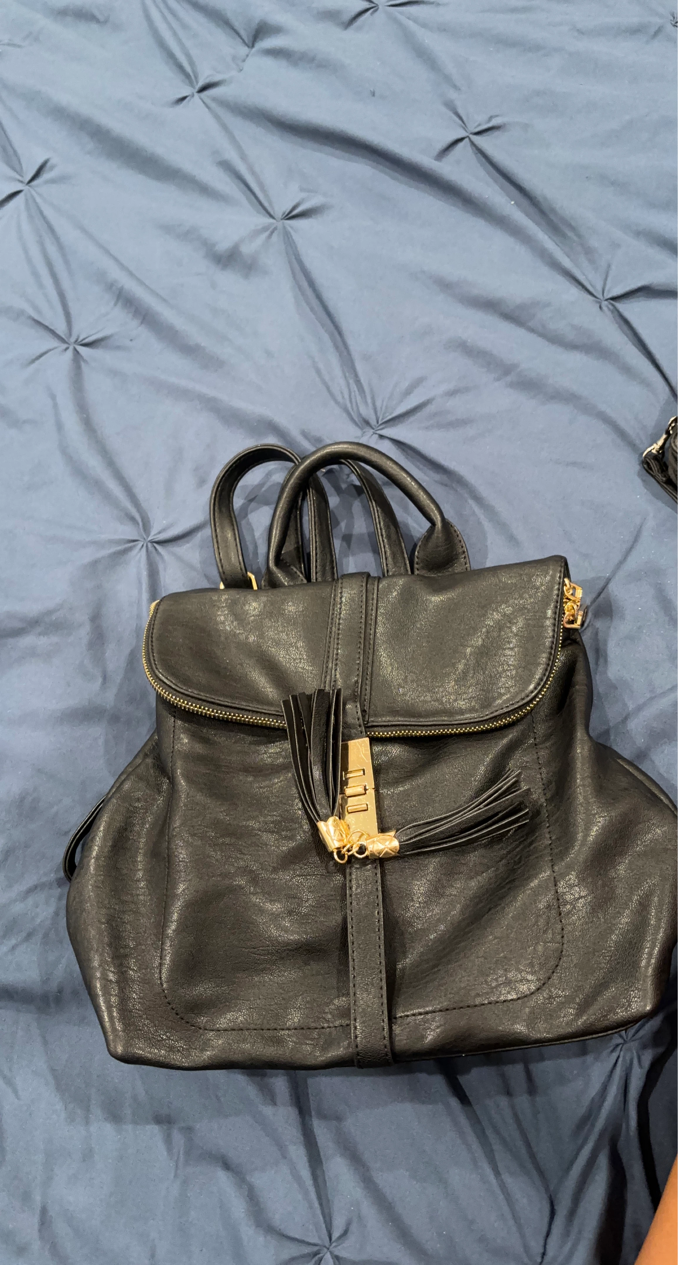 Black Miztique Backpack Purse with Tassel