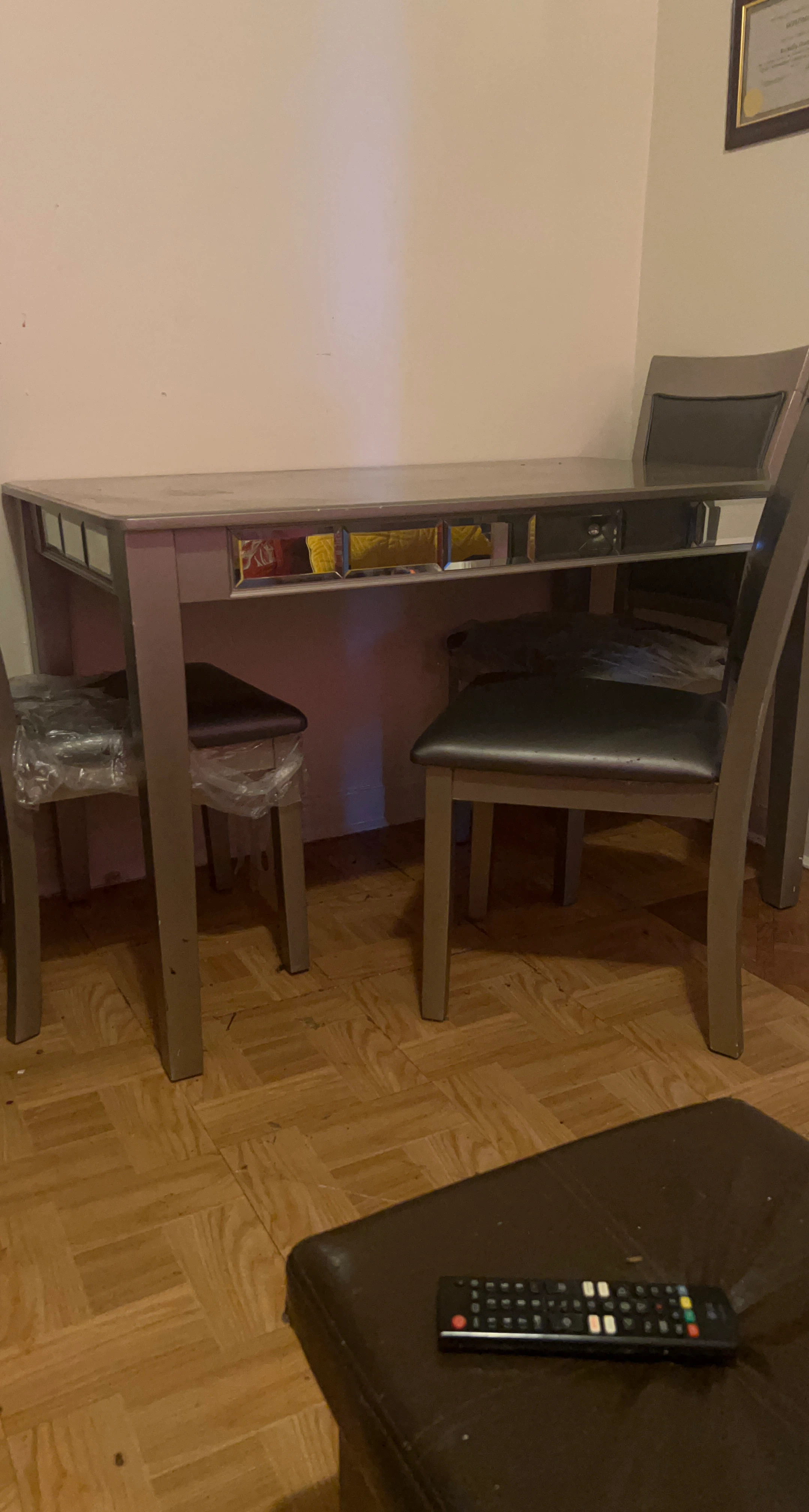 Mirrored Dining Table Set with 2 Chairs