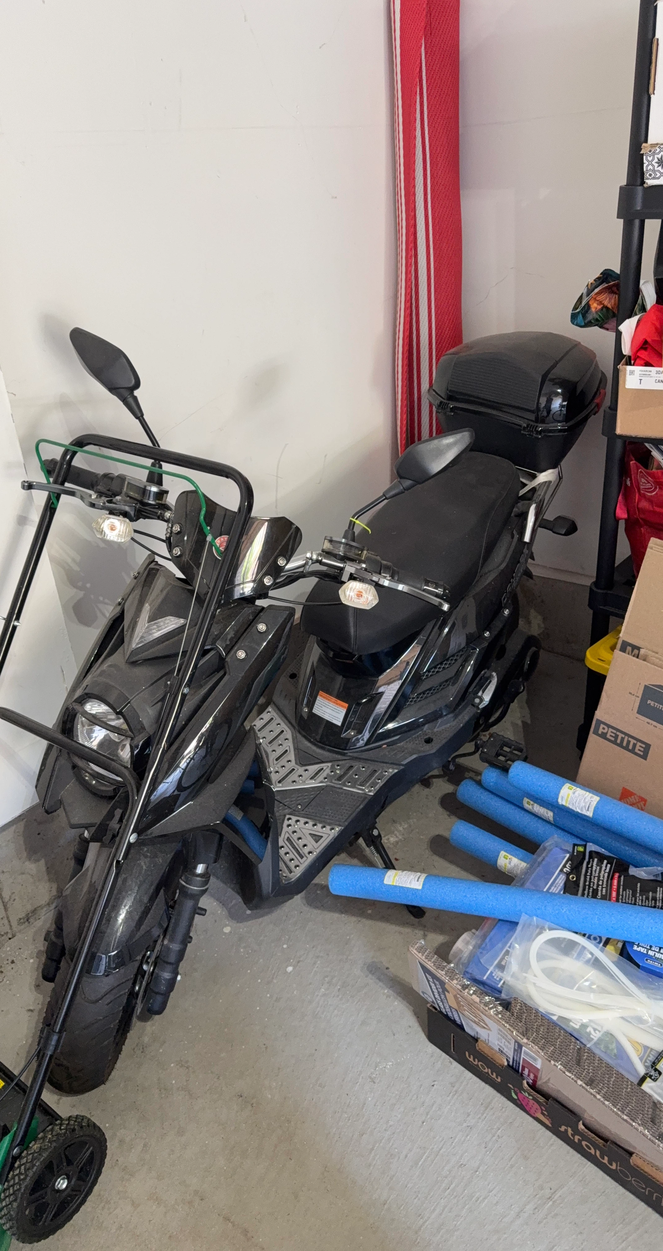 Black Scooter with Top Case