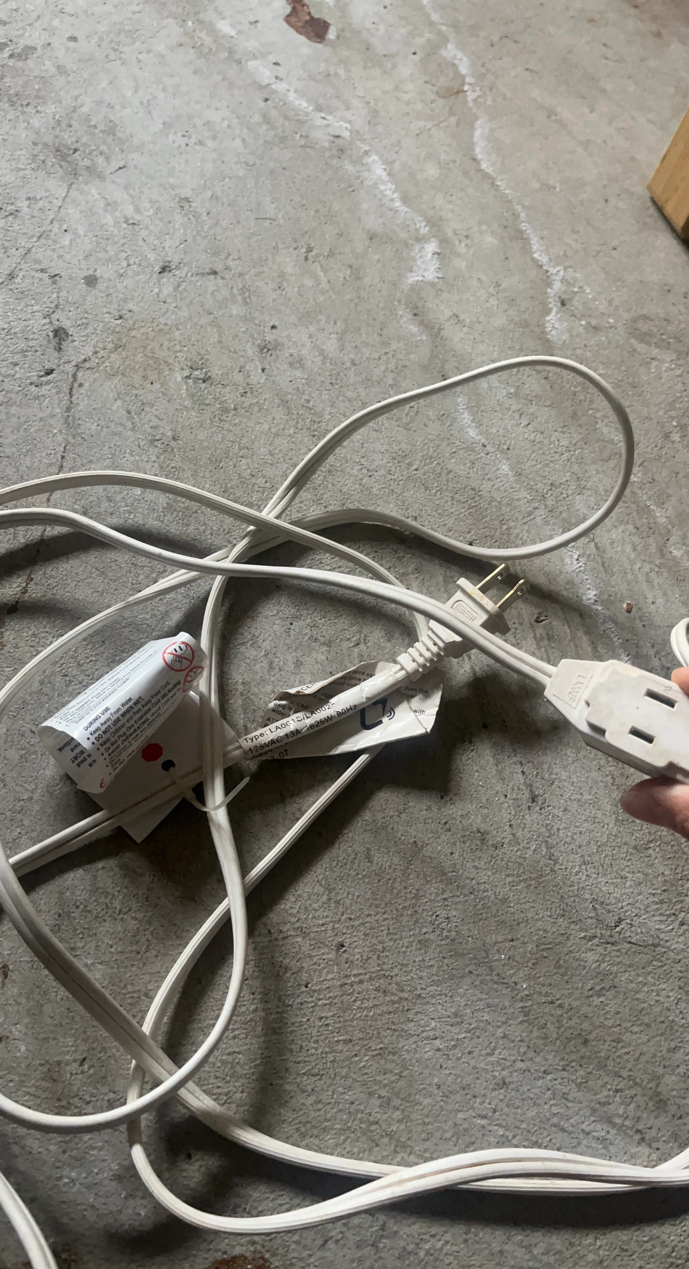 White Extension Cord with Multiple Outlets