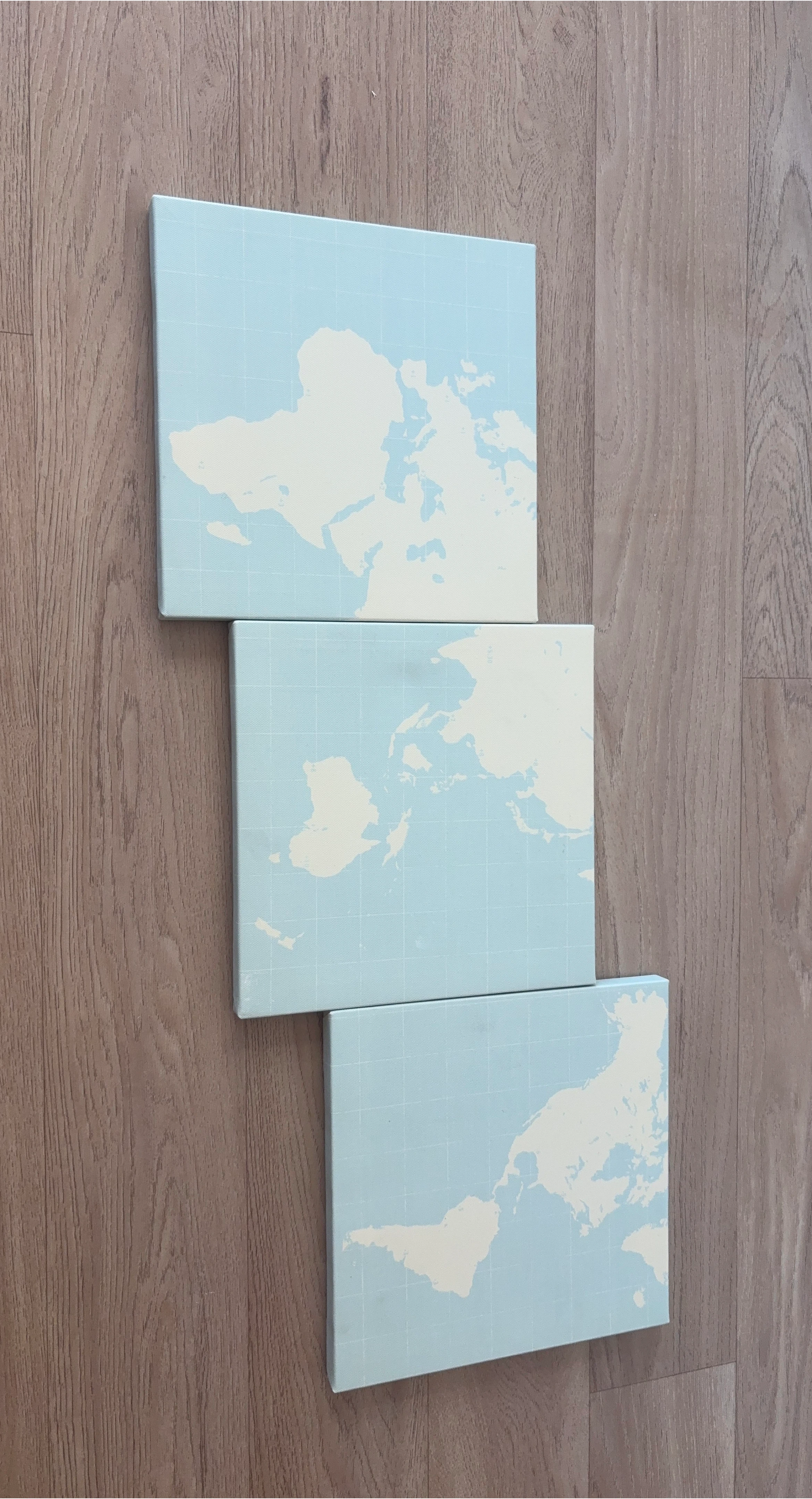 Set of 3 Canvas World Map Art Prints