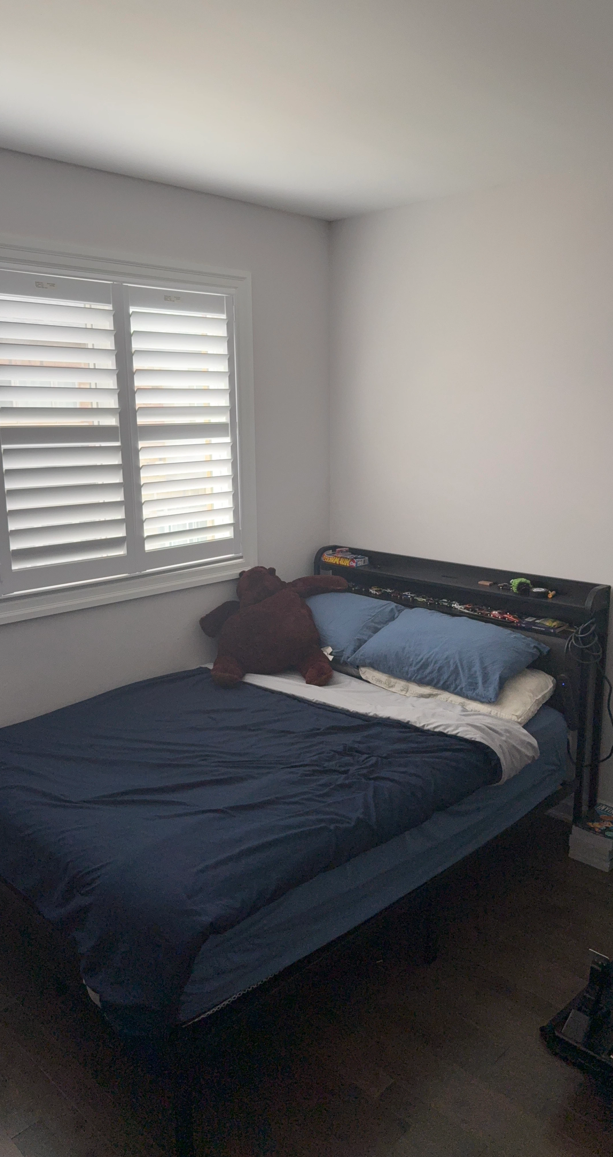 Black Metal Twin Bed Frame with Headboard Shelf