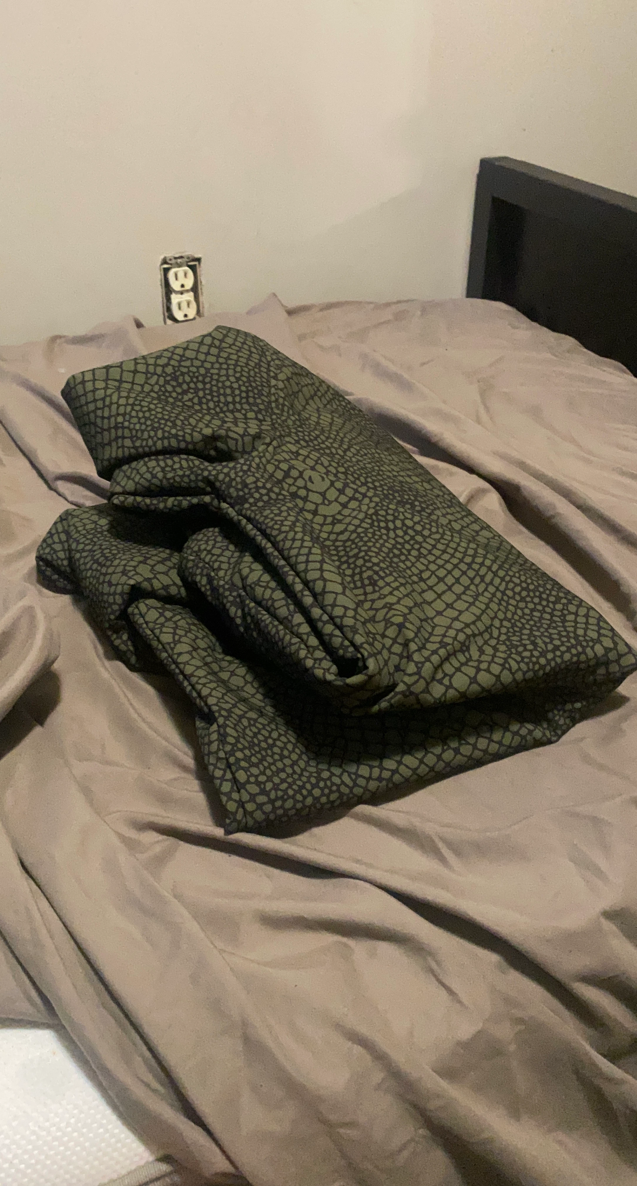 Green and Black Patterned Fabric rain jacket